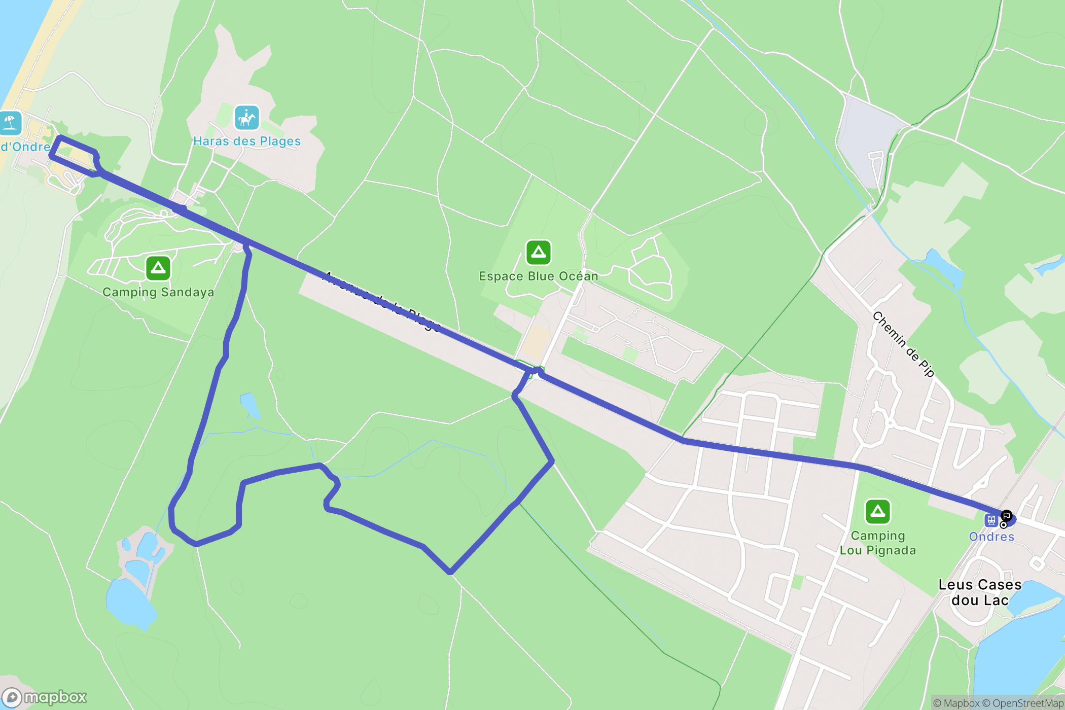 Onde : carte du parcours de randonnée - France