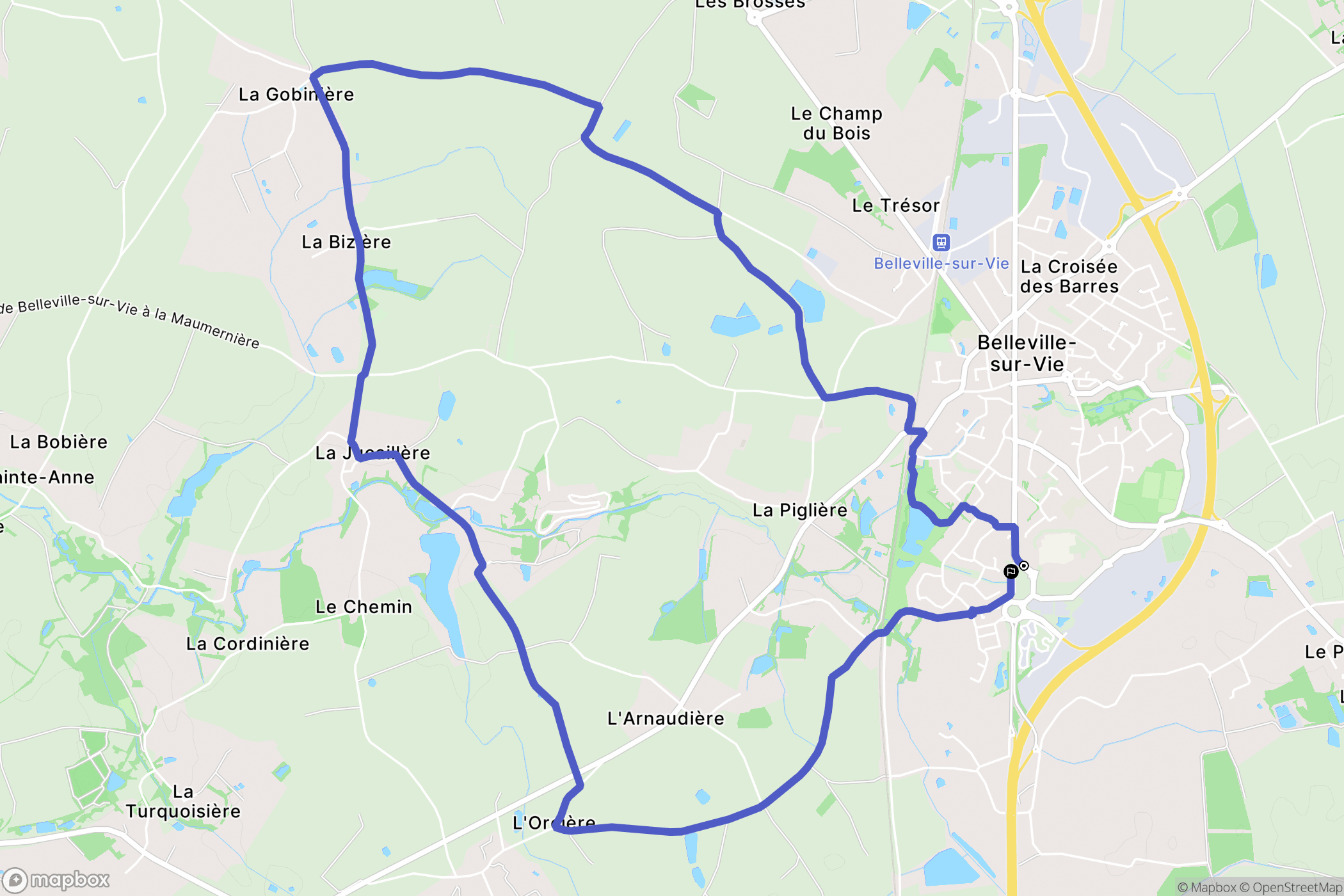 Belleville sur vie : carte du parcours de randonnée - France