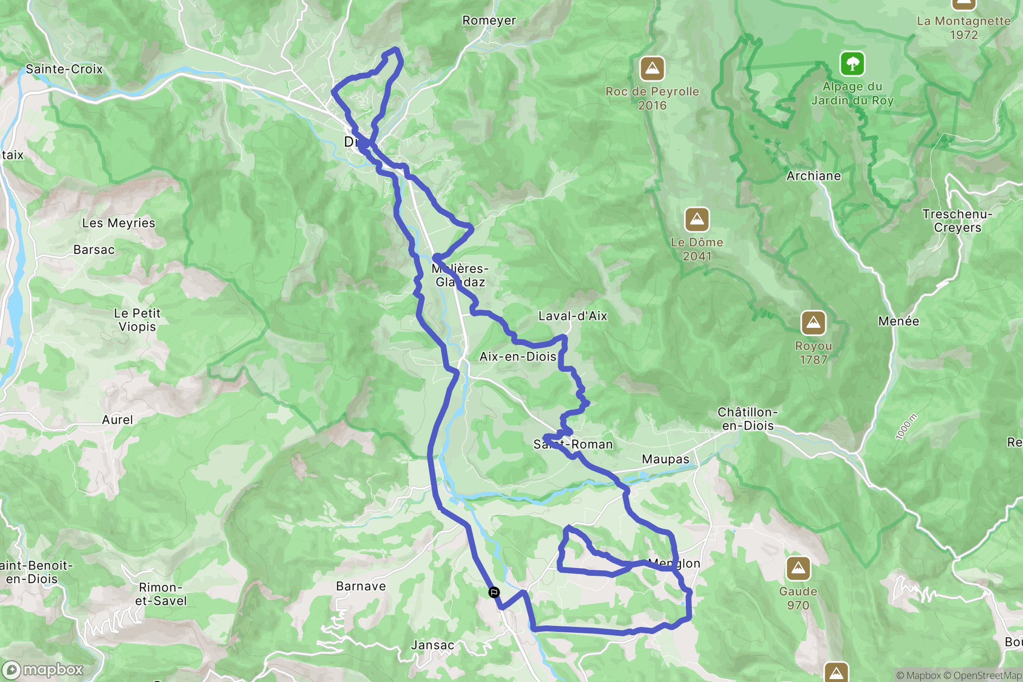Recoubeau : carte du parcours de randonnée - France