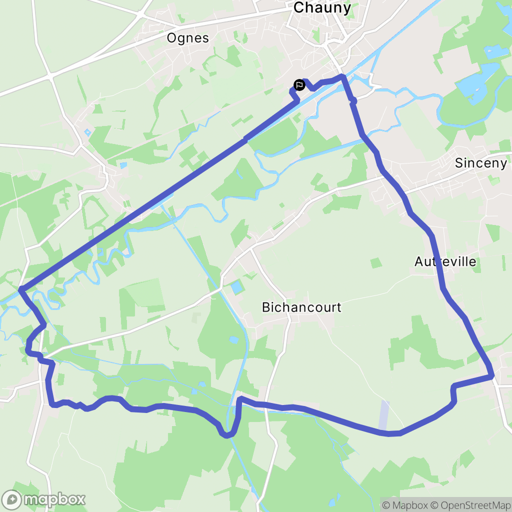 Hauts-de-France, Aisne : carte du parcours de randonnée - France