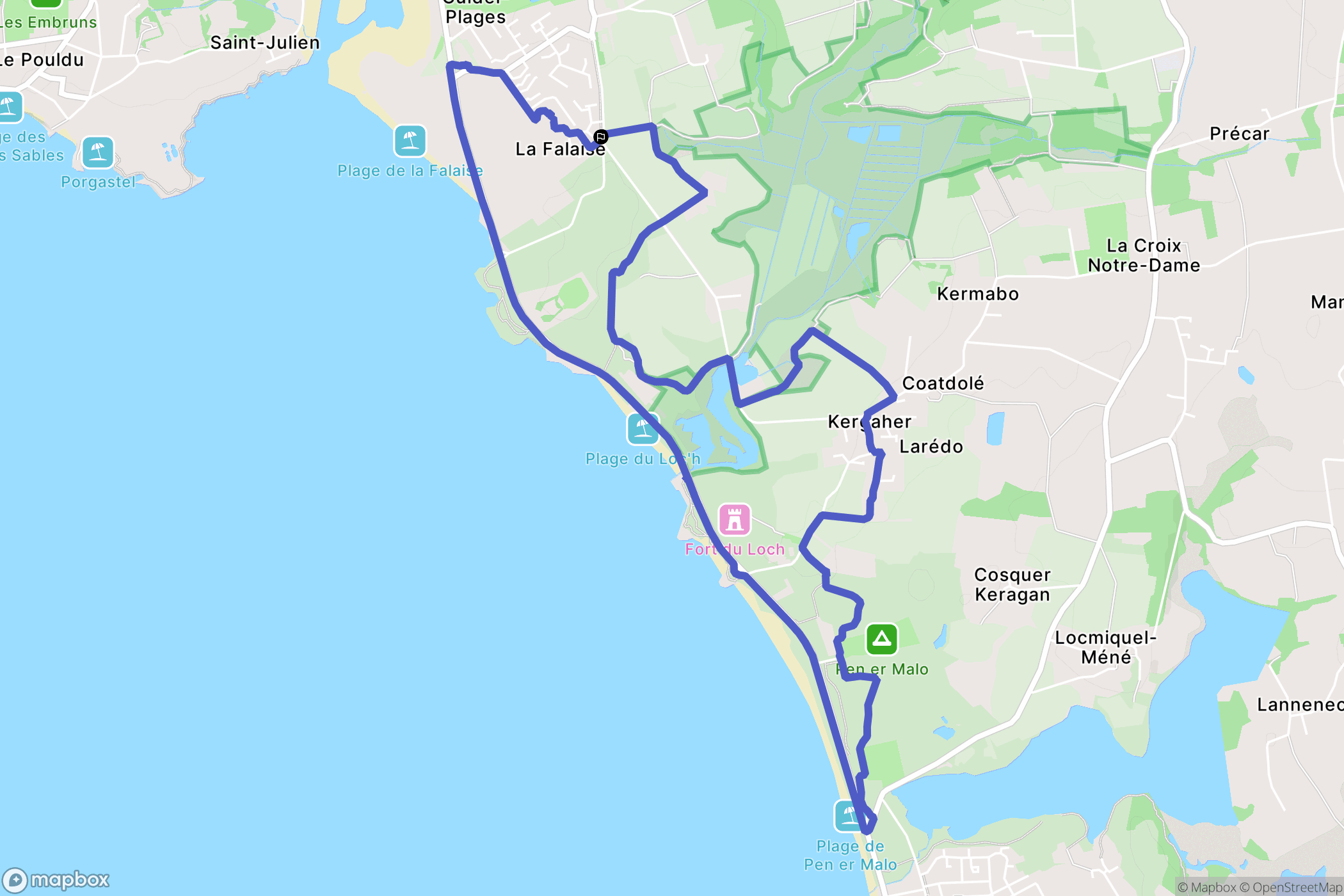 Guidel plages : carte du parcours de randonnée - France
