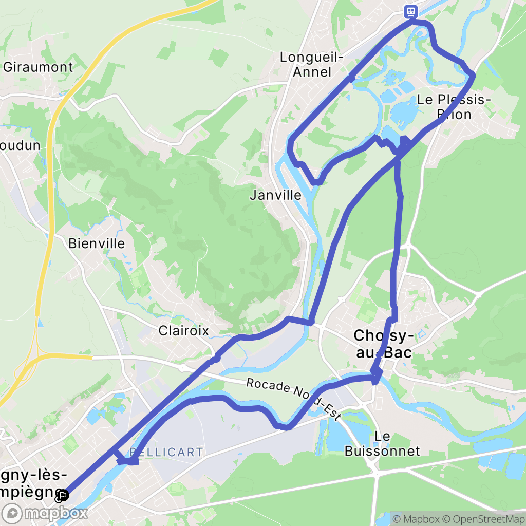 Compiègne : carte du parcours de randonnée - France