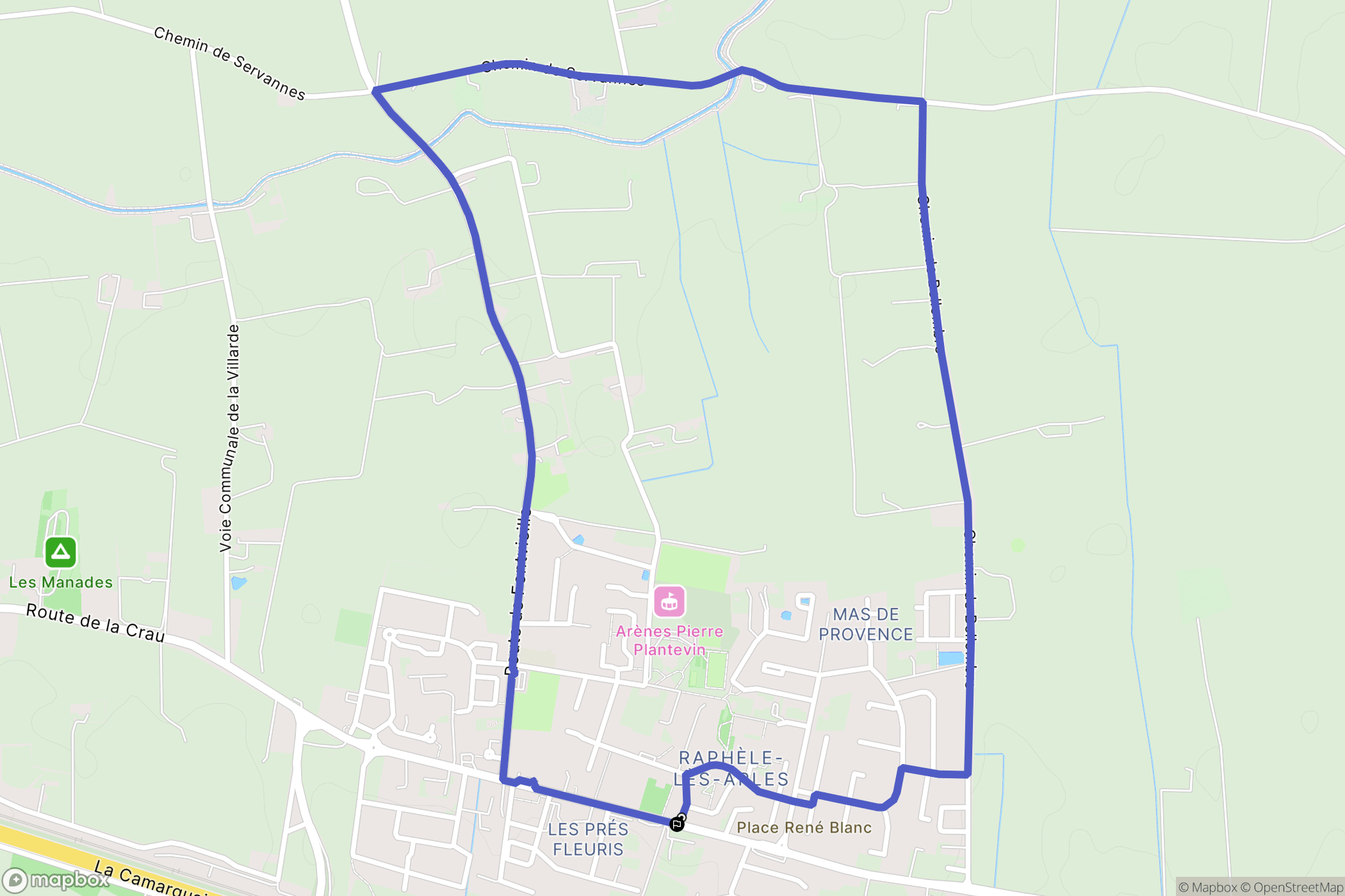 Raphèle lès Arles : carte du parcours de randonnée - France
