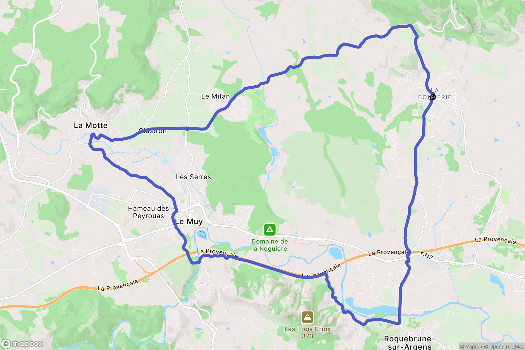 La Bouverie : carte du parcours de randonnée - France