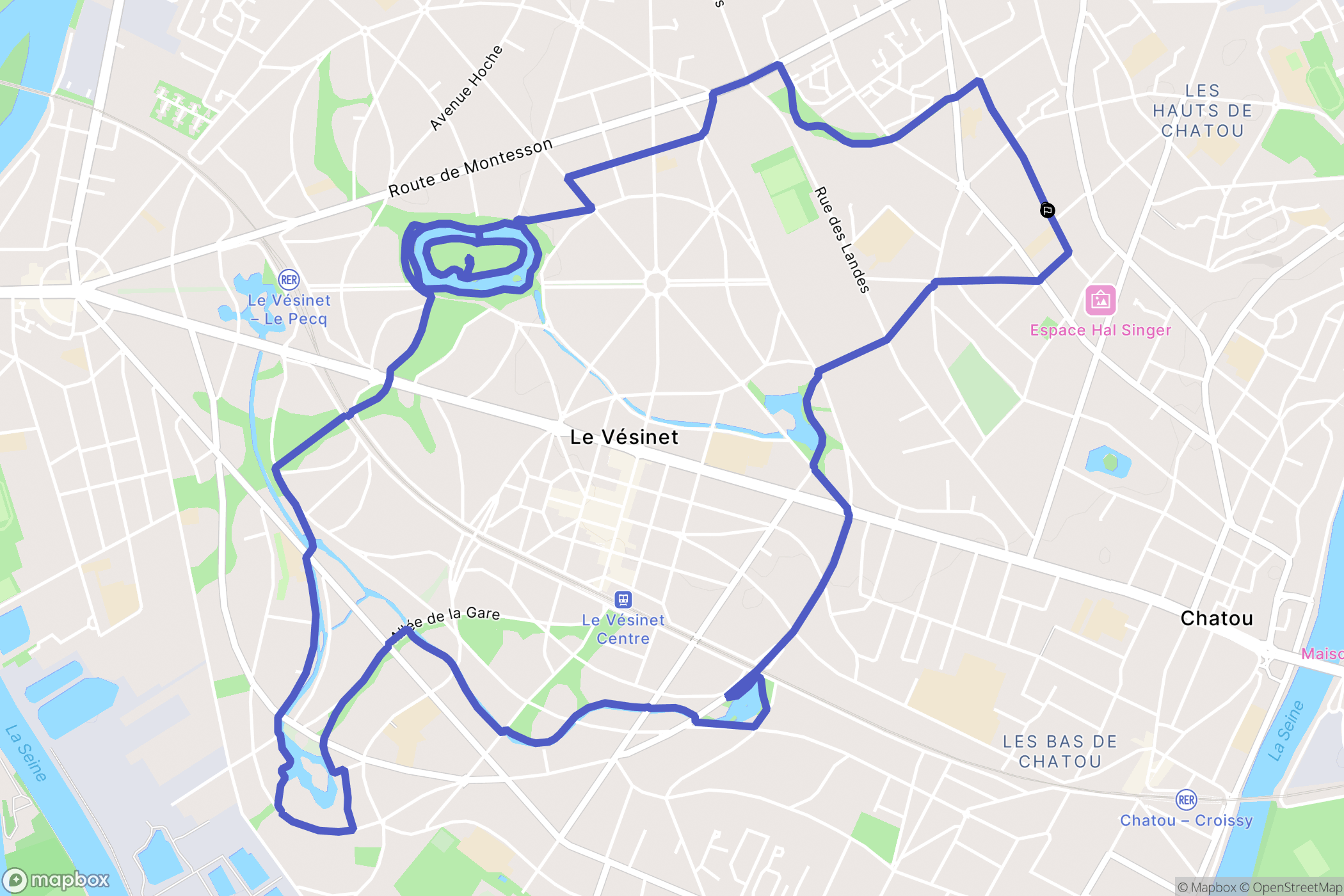 Le Vésinet : carte du parcours de randonnée - France
