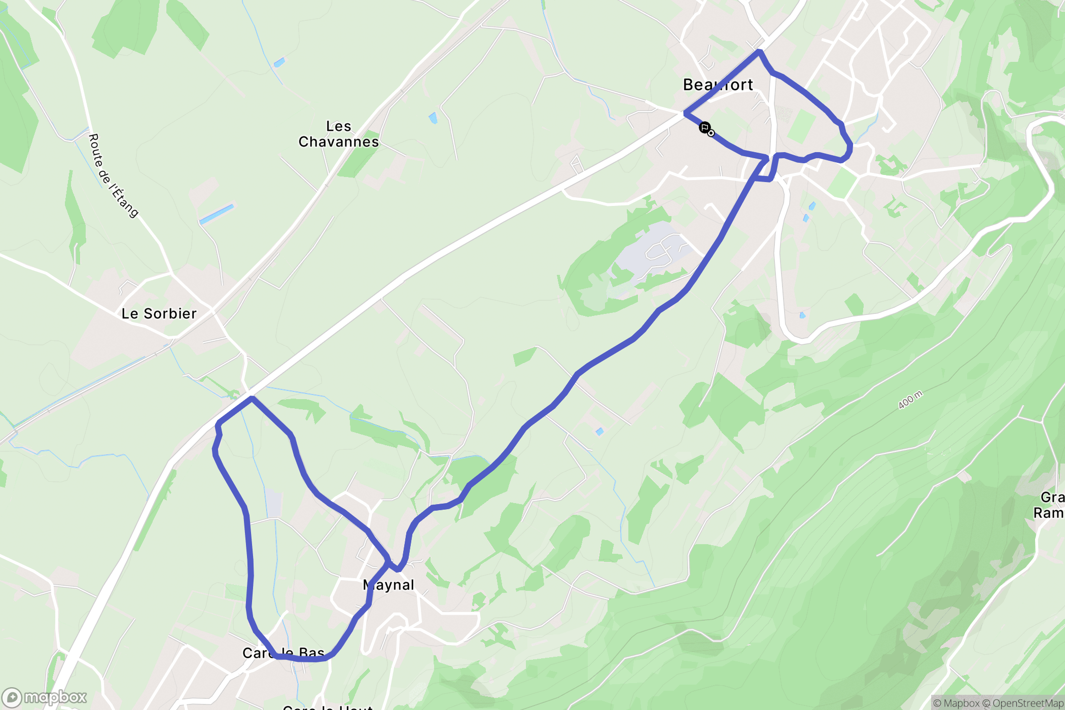 Beaufort : carte du parcours de randonnée - France