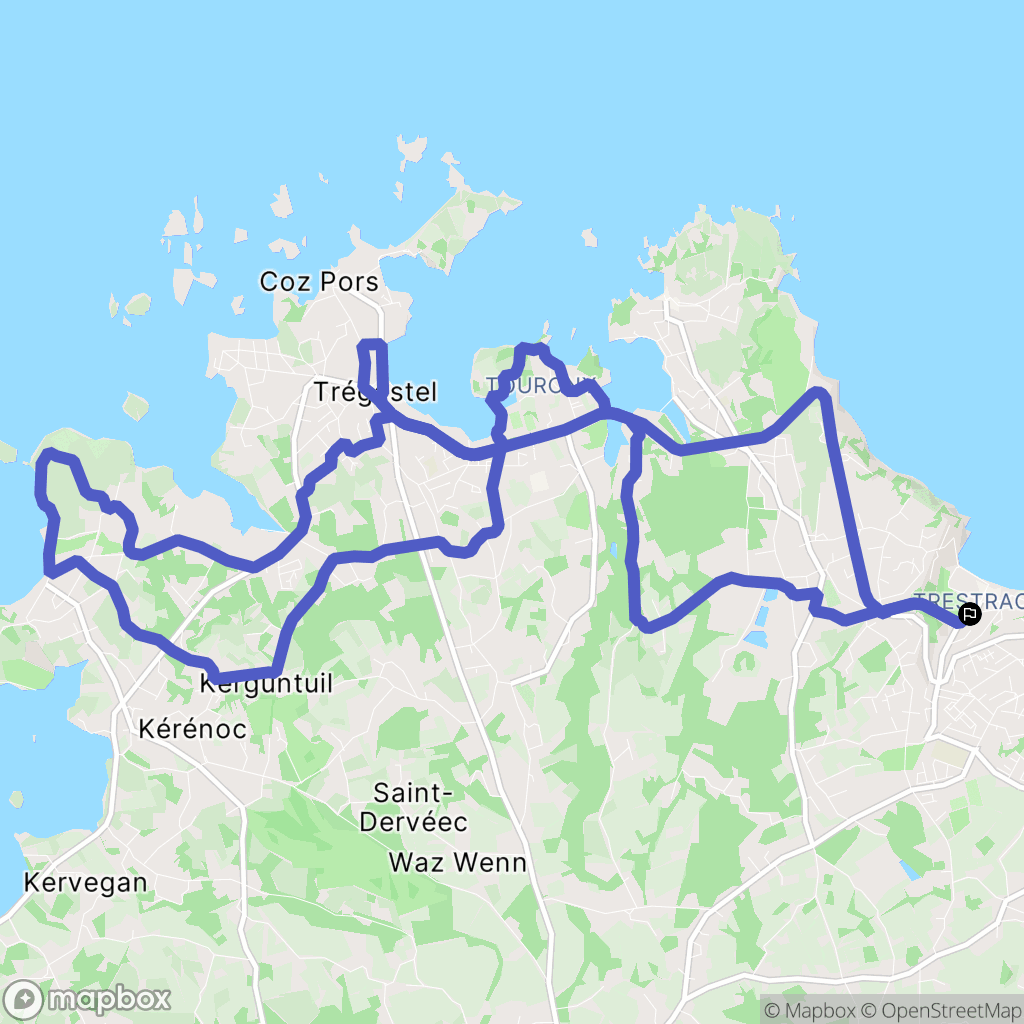 Trestraou : carte du parcours de randonnée - France