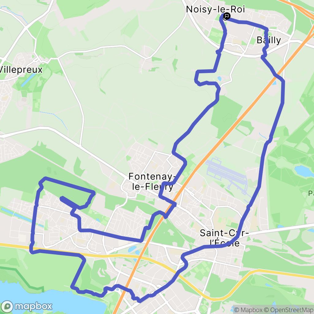 Bailly : carte du parcours de randonnée - France
