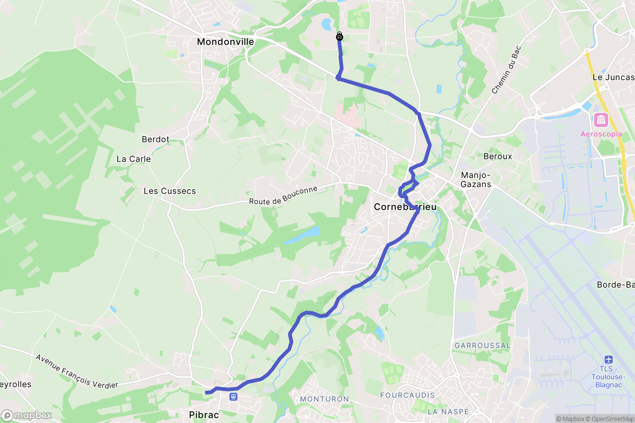 Cornebarrieu : carte du parcours de randonnée - France