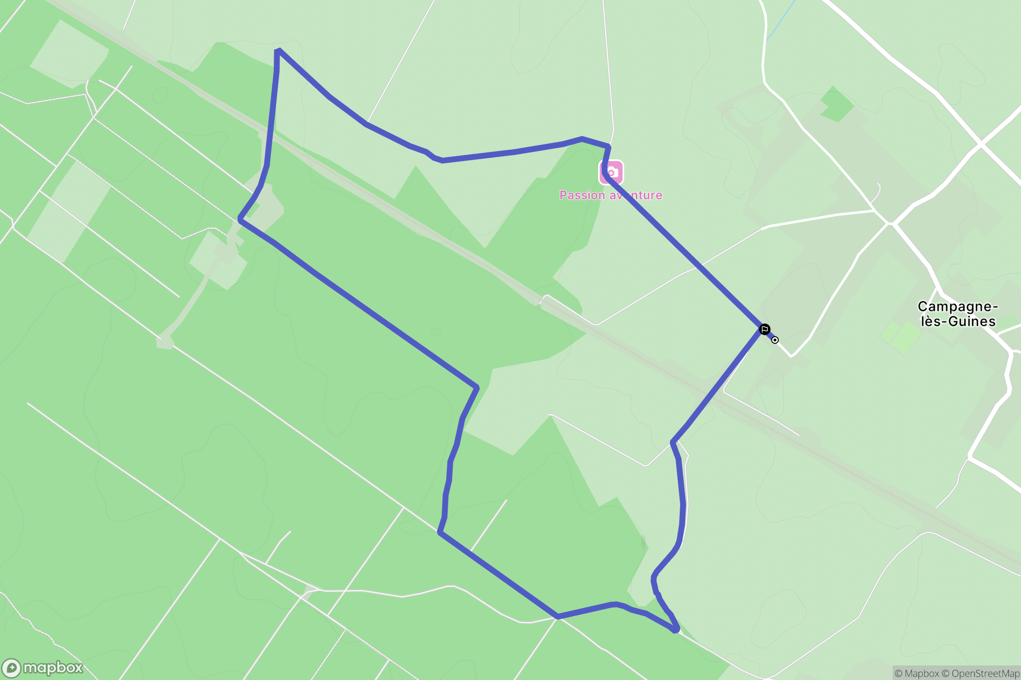 Campagne-lès-Guines : carte du parcours de randonnée - France