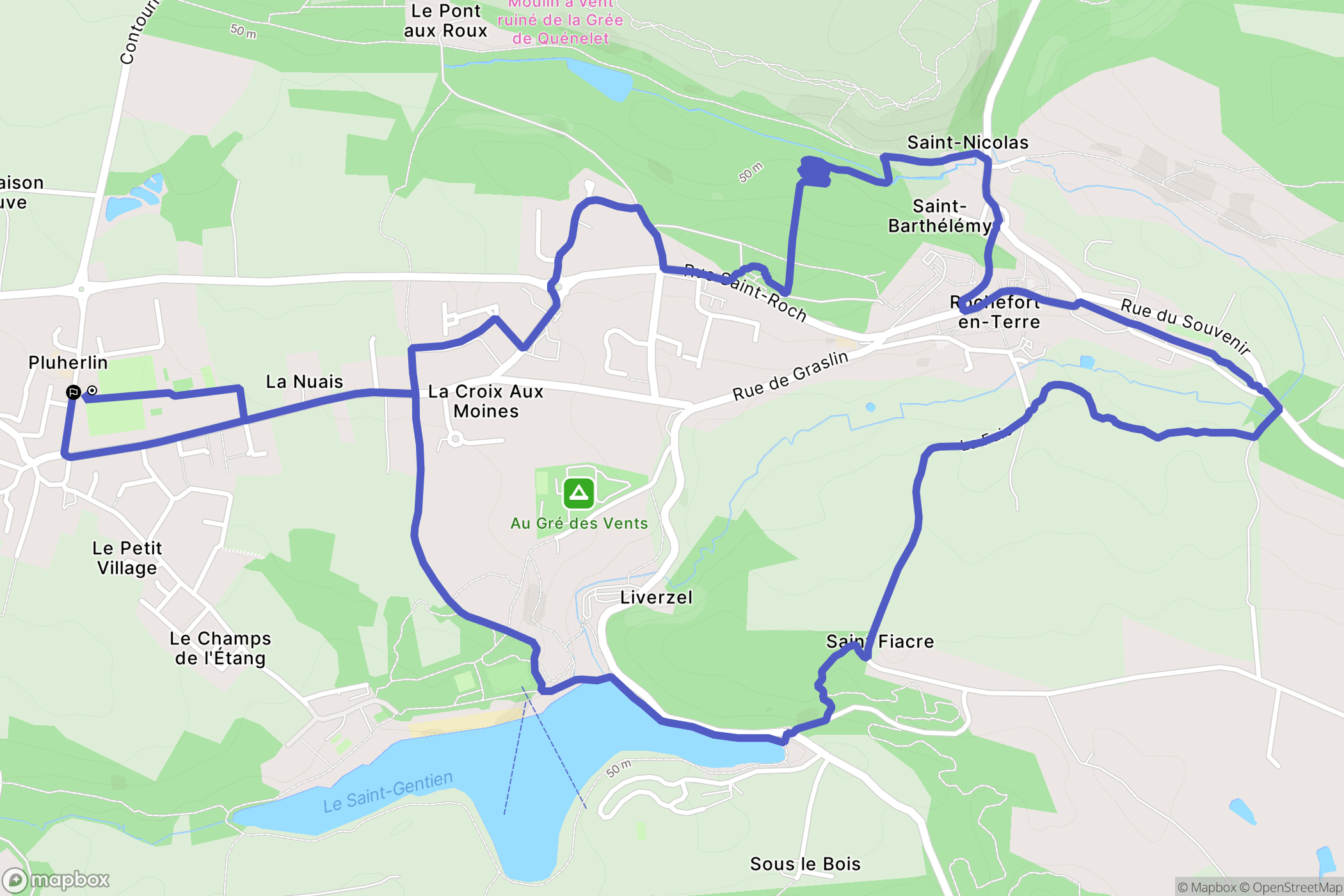 Rochefort en Terre : carte du parcours de randonnée - France