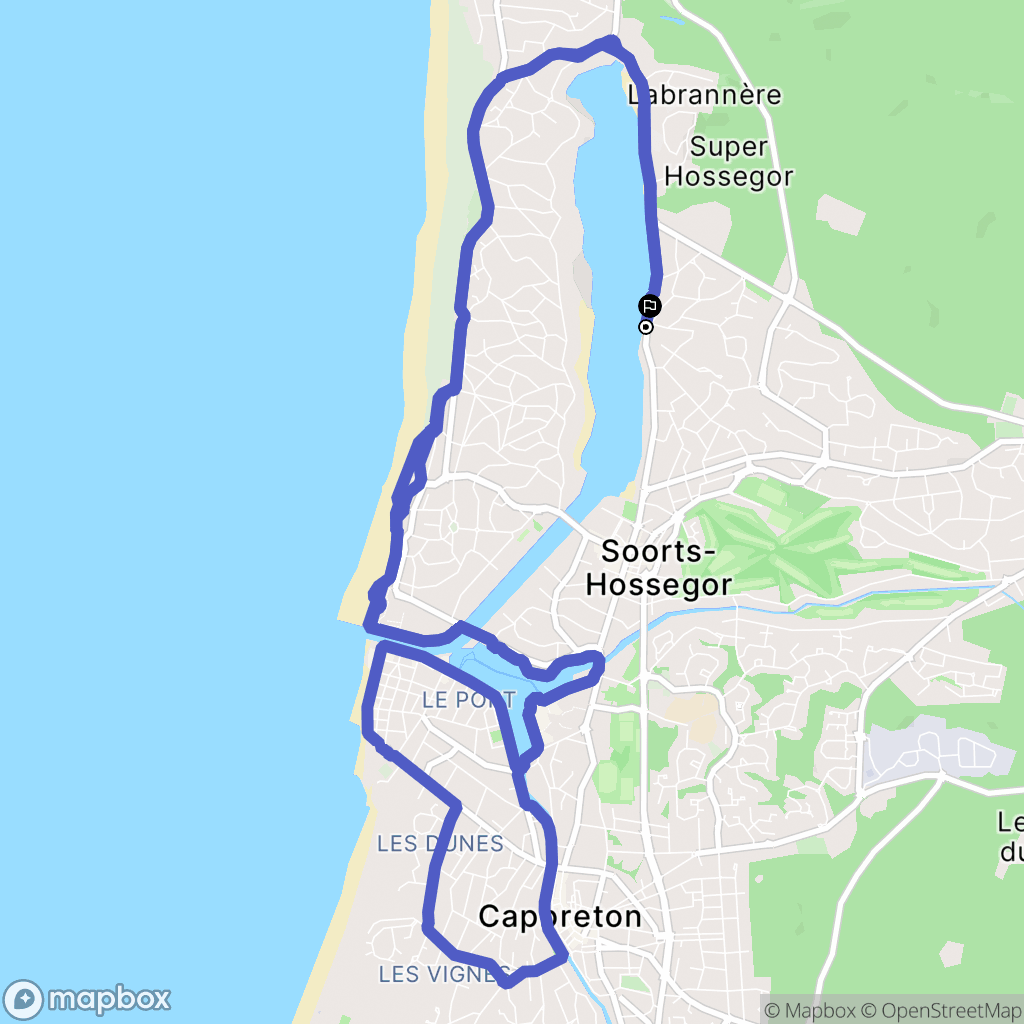 Hossegor : carte du parcours de randonnée - France