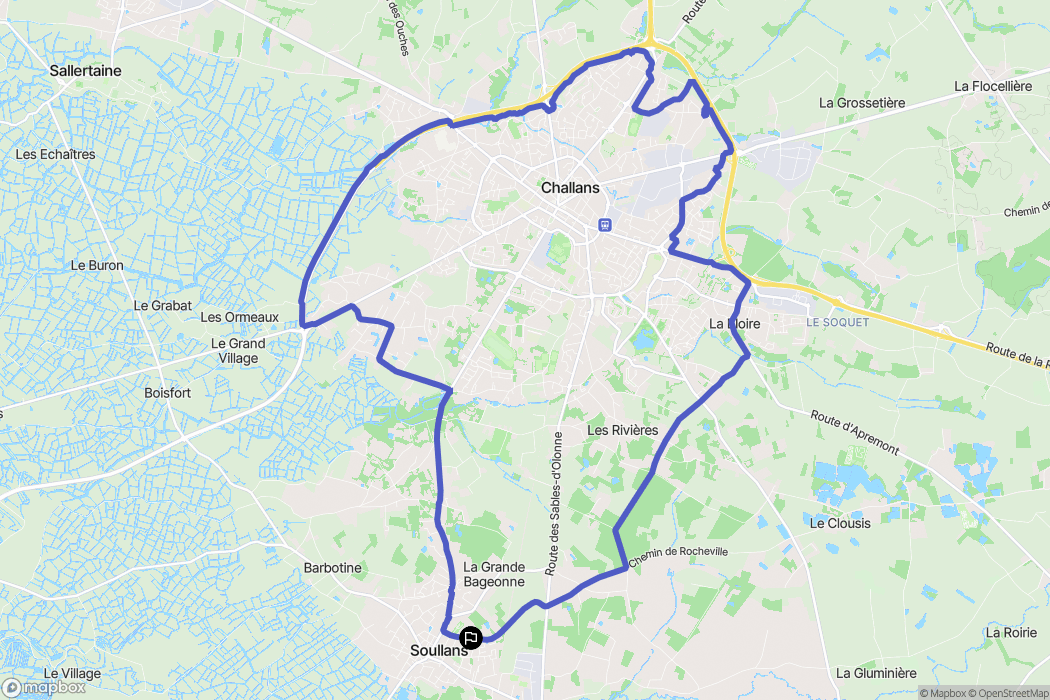 Challans : carte du parcours de randonnée - France