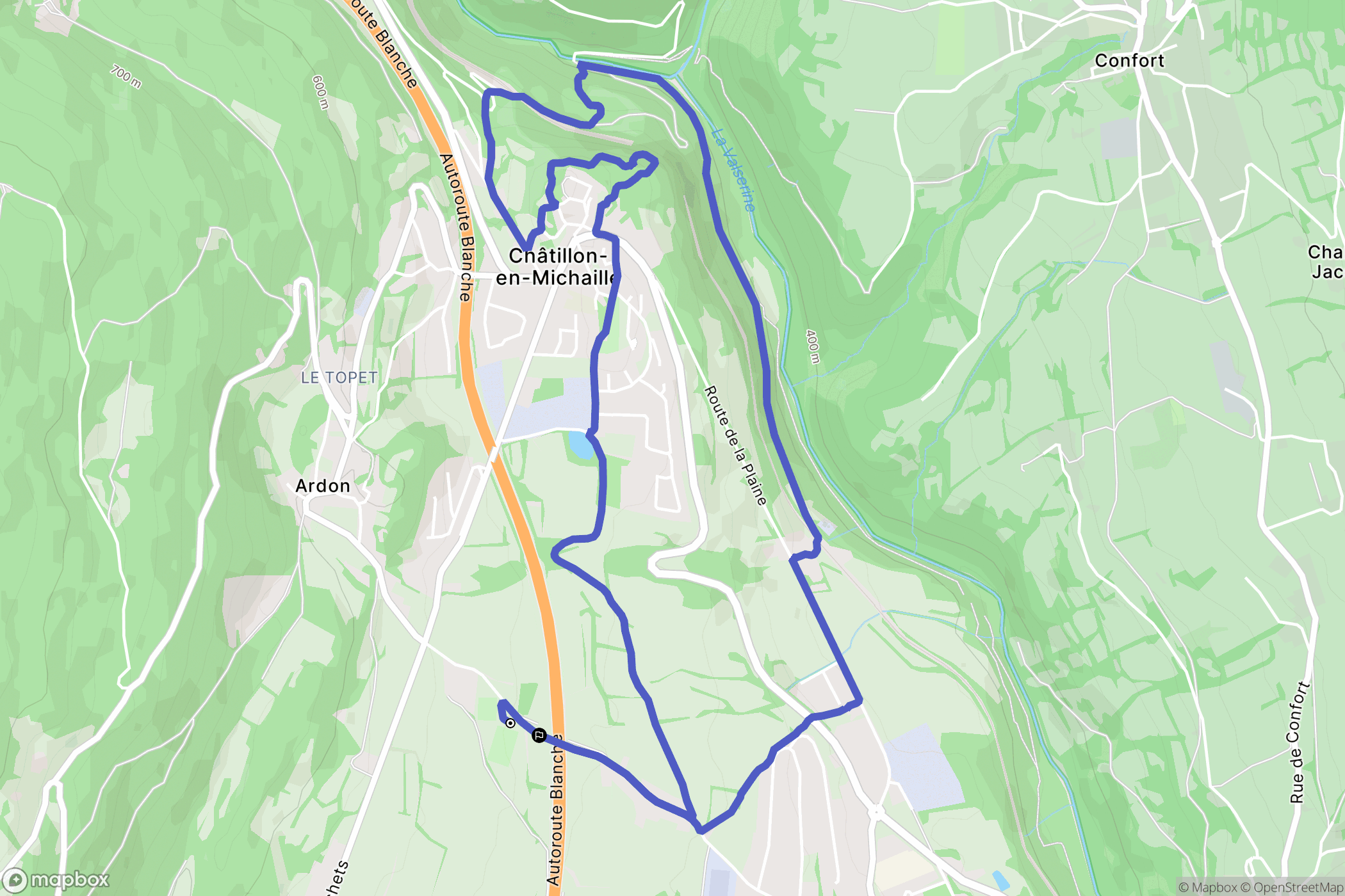 Valserhône : carte du parcours de randonnée - France
