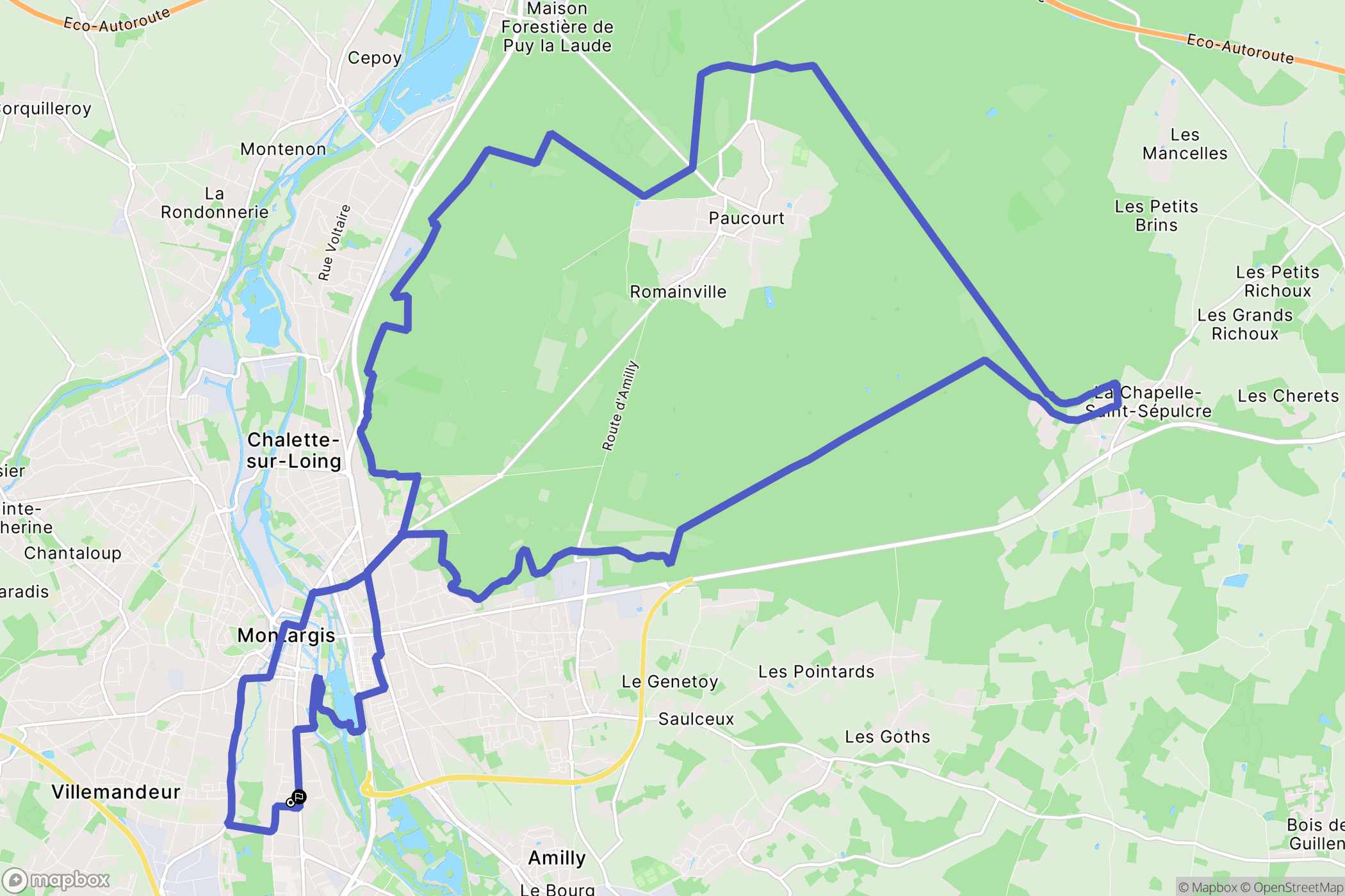 Montargis : carte du parcours de randonnée - France