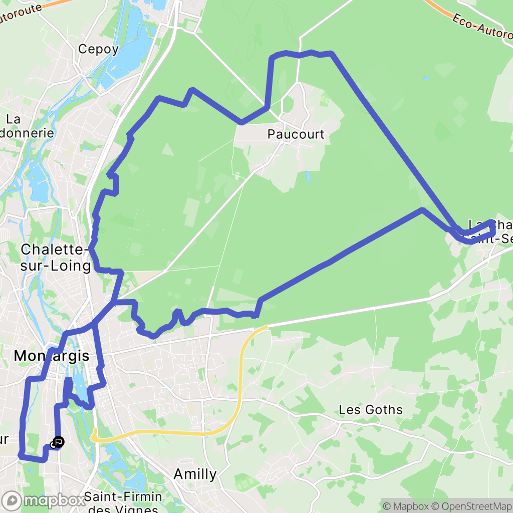 Montargis : carte du parcours de randonnée - France