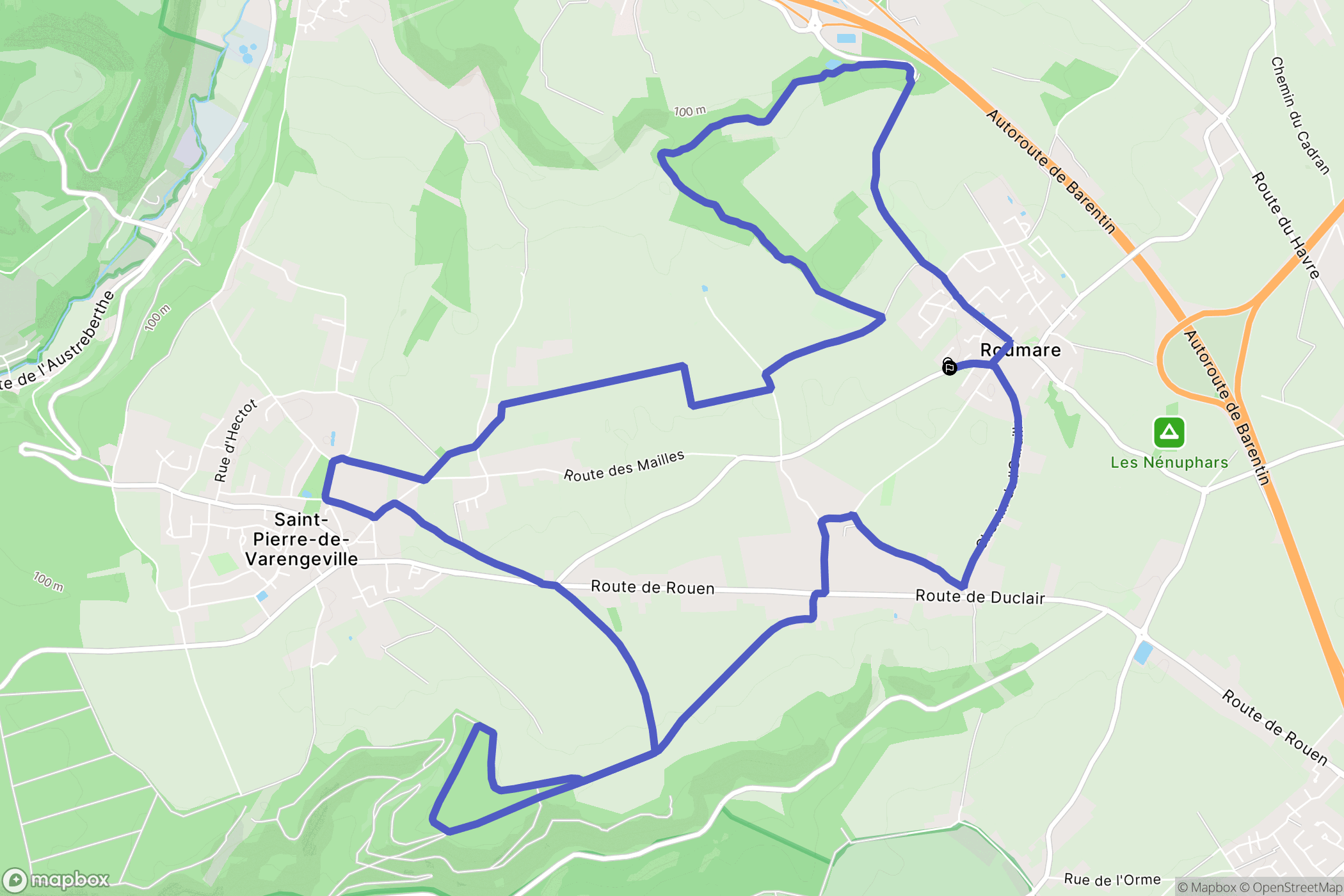 Roumare : carte du parcours de randonnée - France
