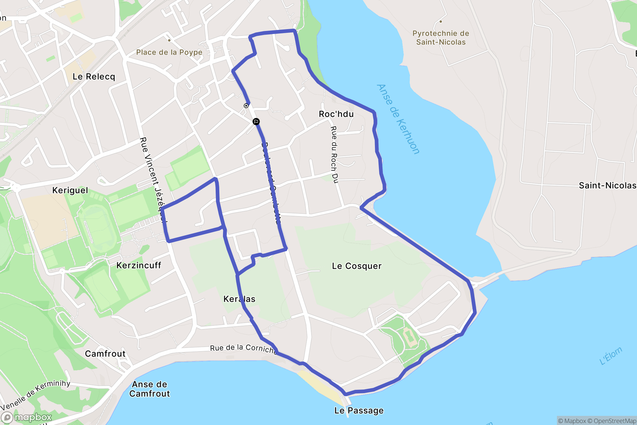 Le Relecq-Kerhuon : carte du parcours de randonnée - France