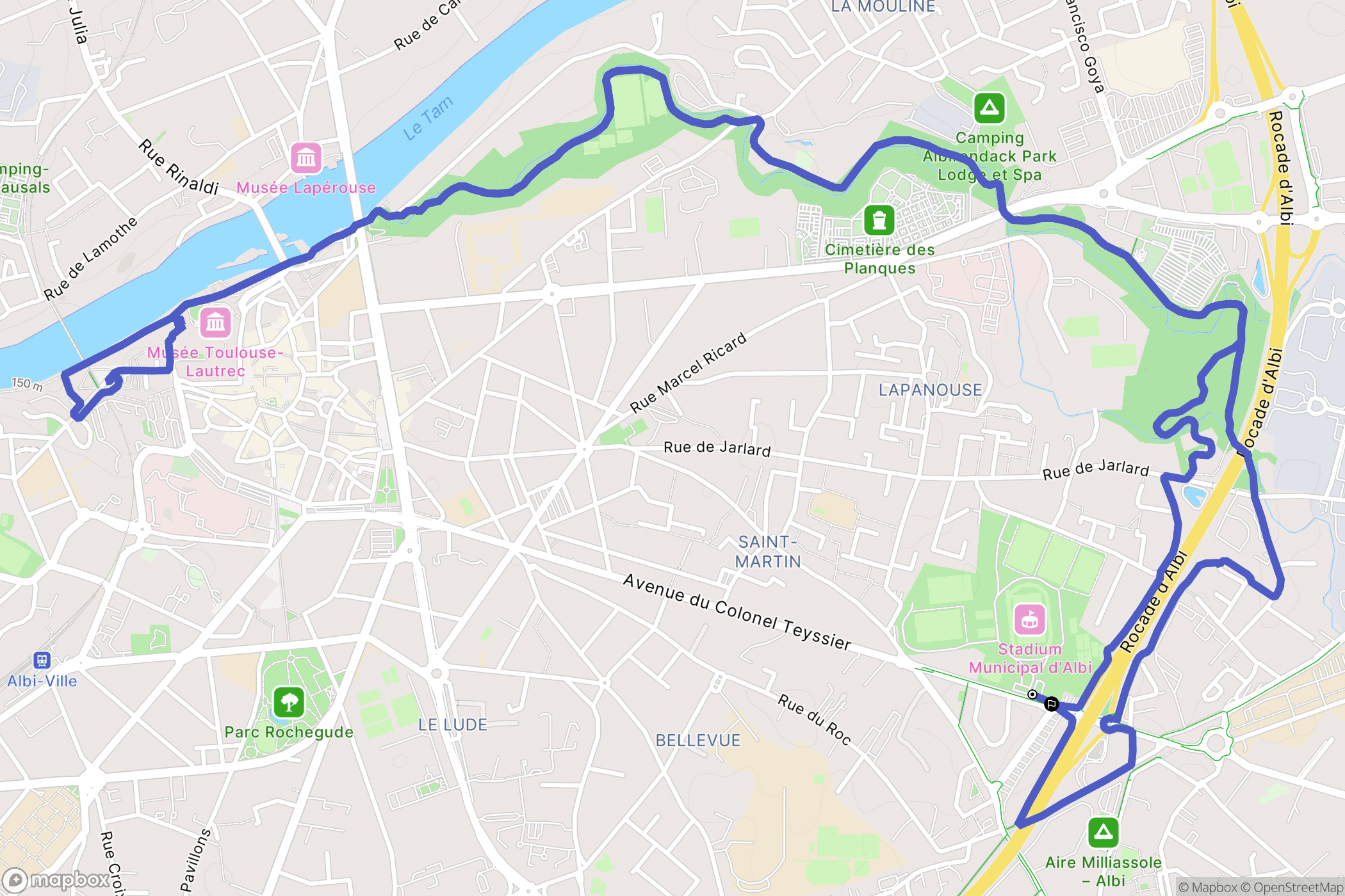 Albi : carte du parcours de randonnée - France