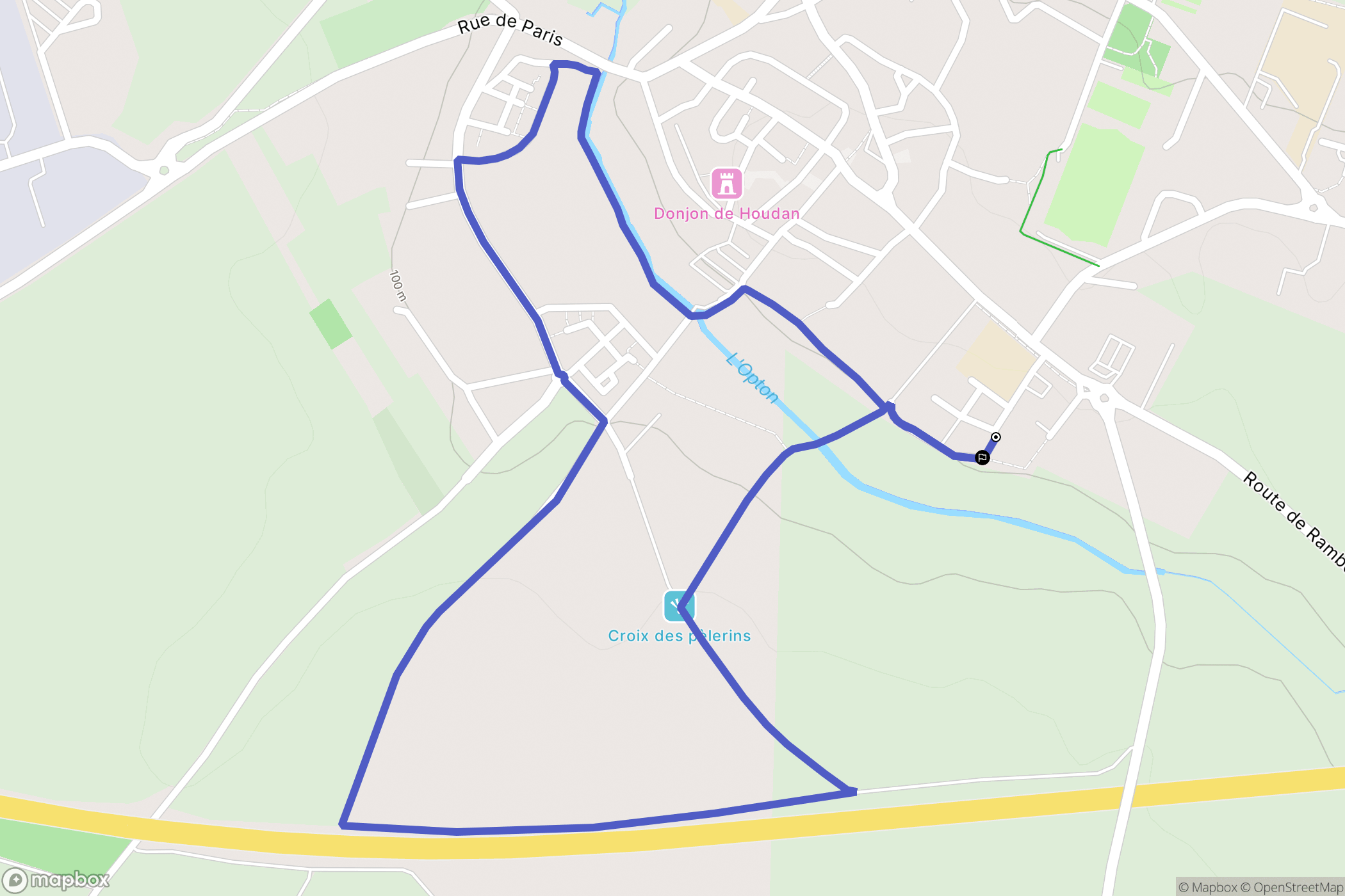 Houdan : carte du parcours de randonnée - France