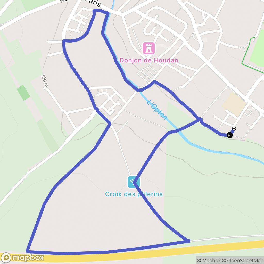 Houdan : carte du parcours de randonnée - France
