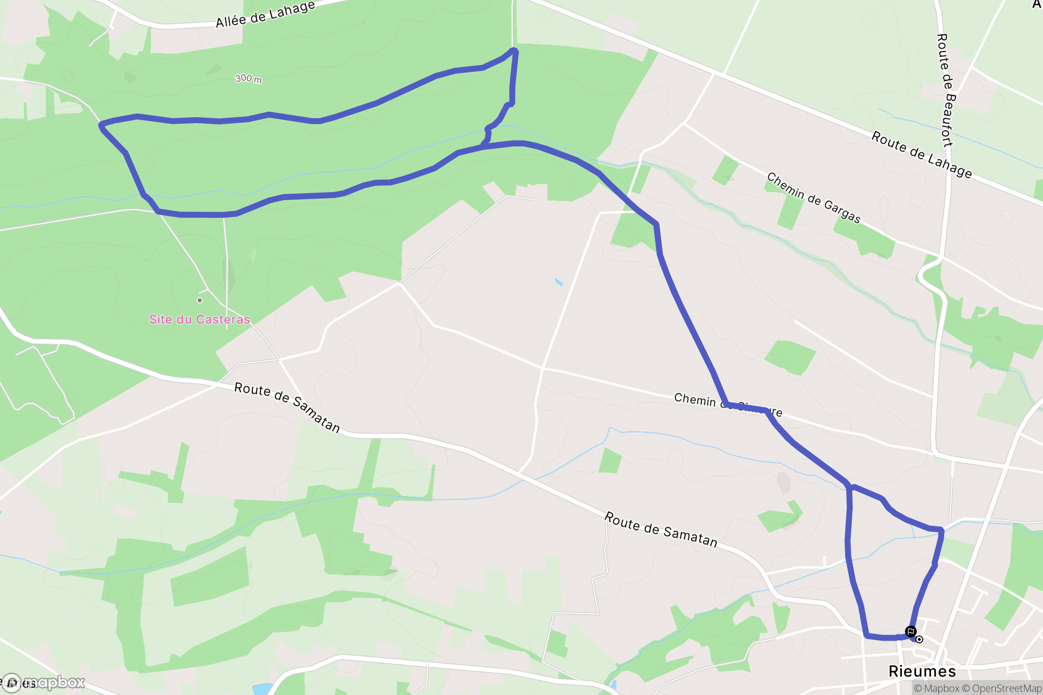 Rieumes : carte du parcours de randonnée - France