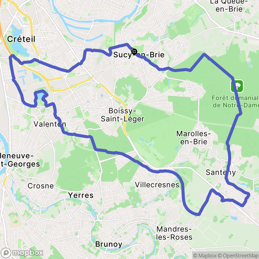 Sucy-en-Brie : carte du parcours de randonnée - France