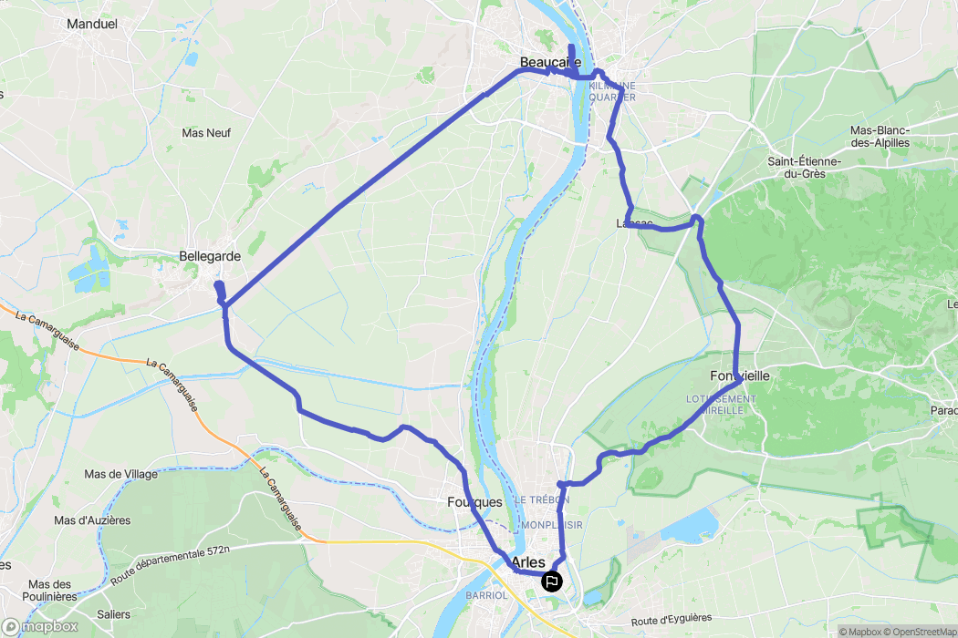 Arles : carte du parcours de randonnée - France