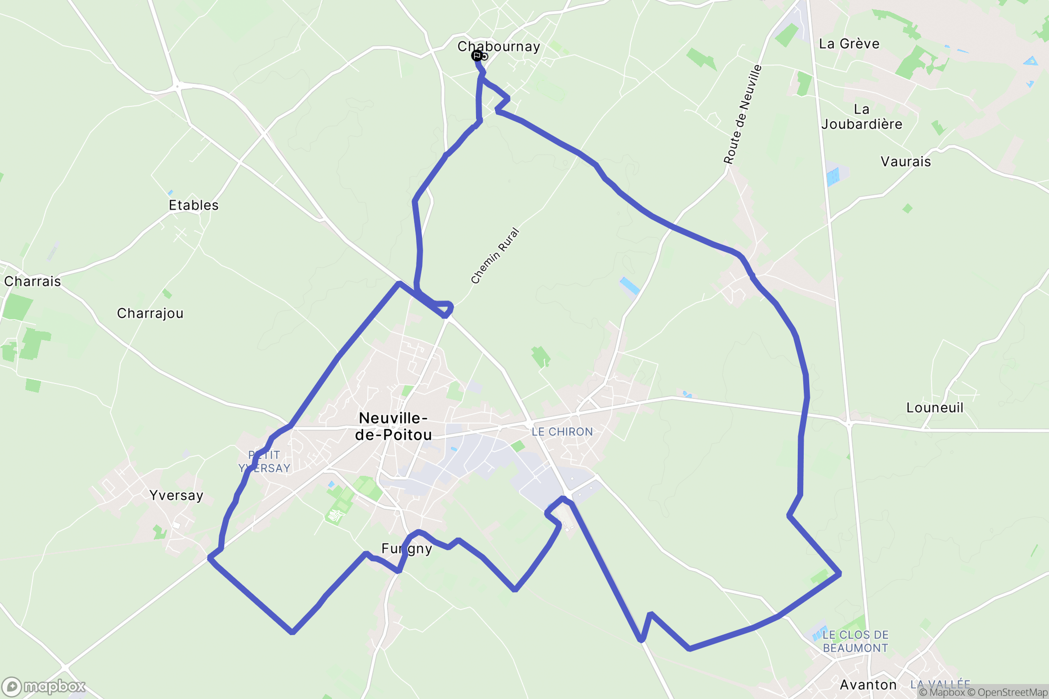 Chabournay : carte du parcours de randonnée - France