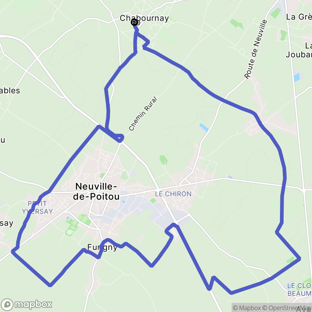 Chabournay : carte du parcours de randonnée - France