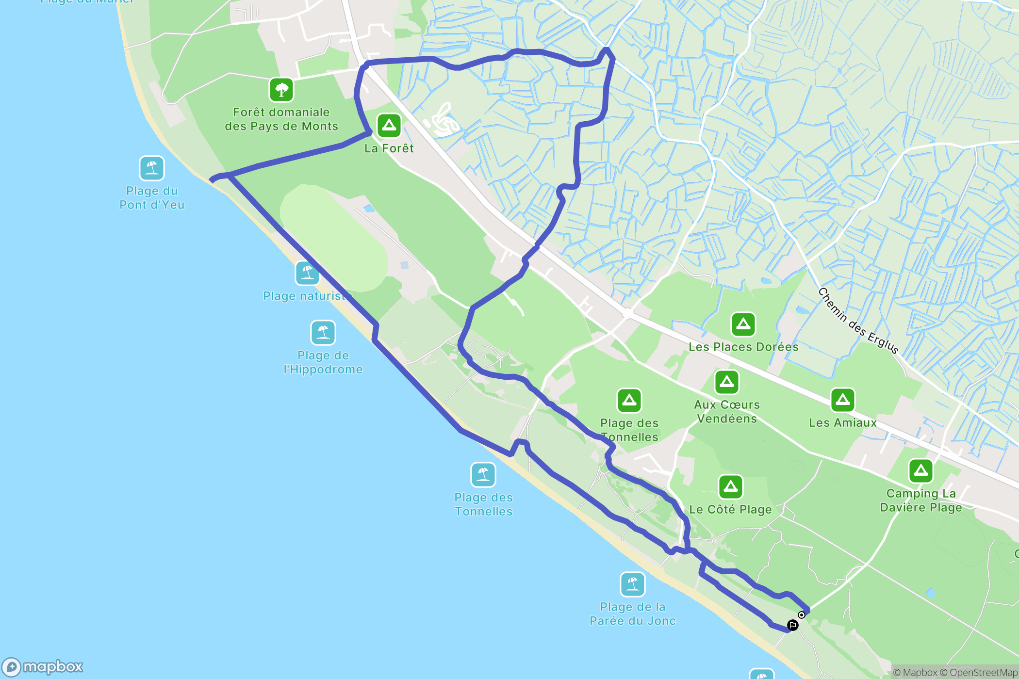 Saint-Jean-de-Monts : carte du parcours de randonnée - France