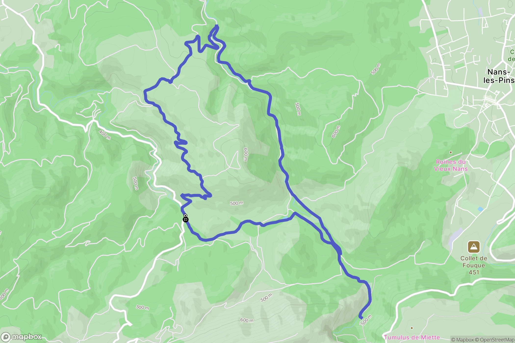 Saint-Zacharie : carte du parcours de randonnée - France