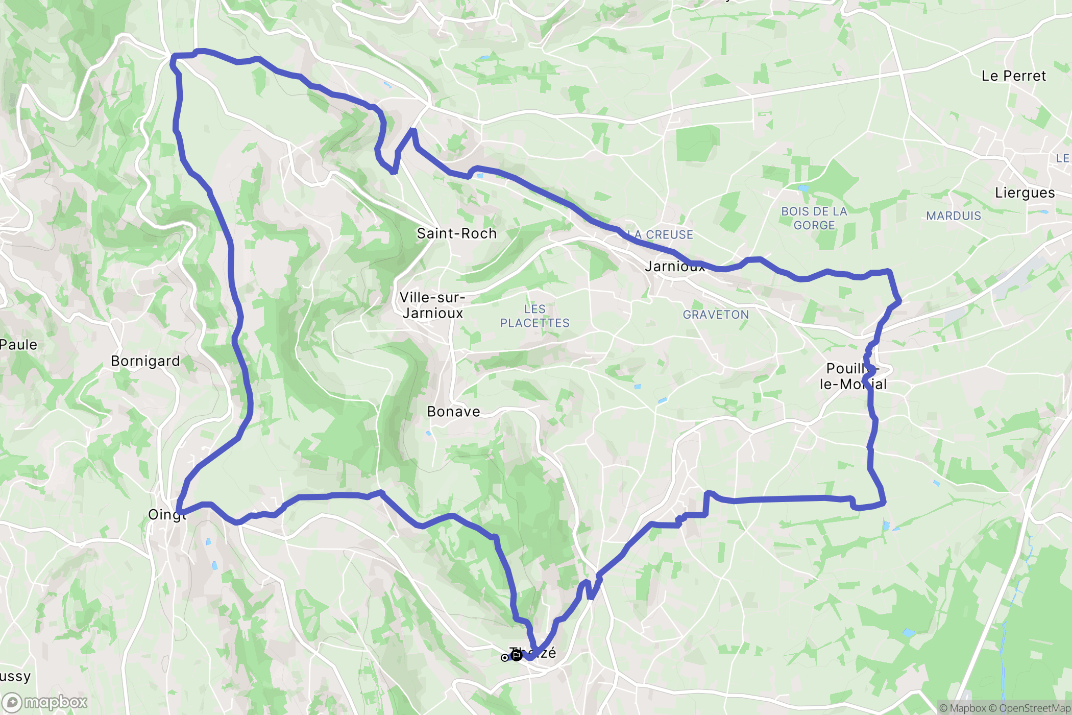 Theizé : carte du parcours de randonnée - France