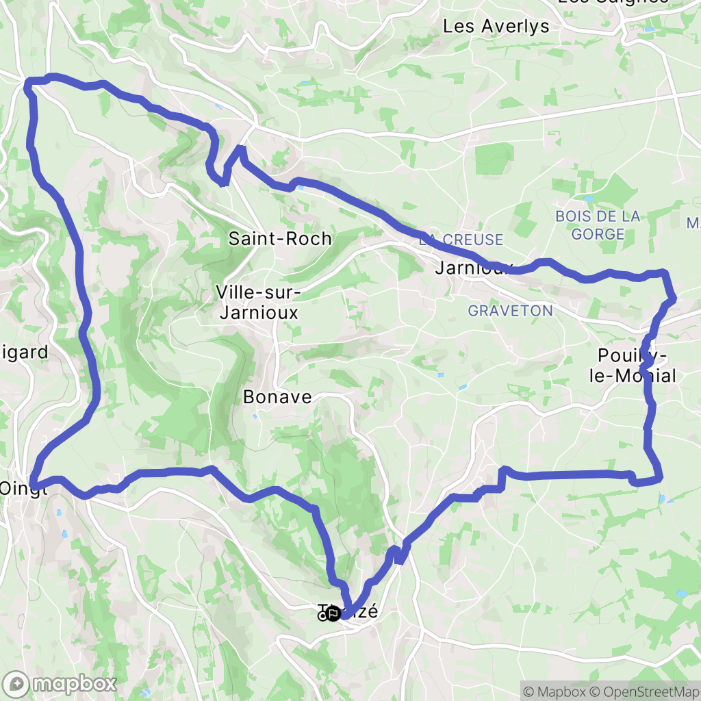 Theizé : carte du parcours de randonnée - France