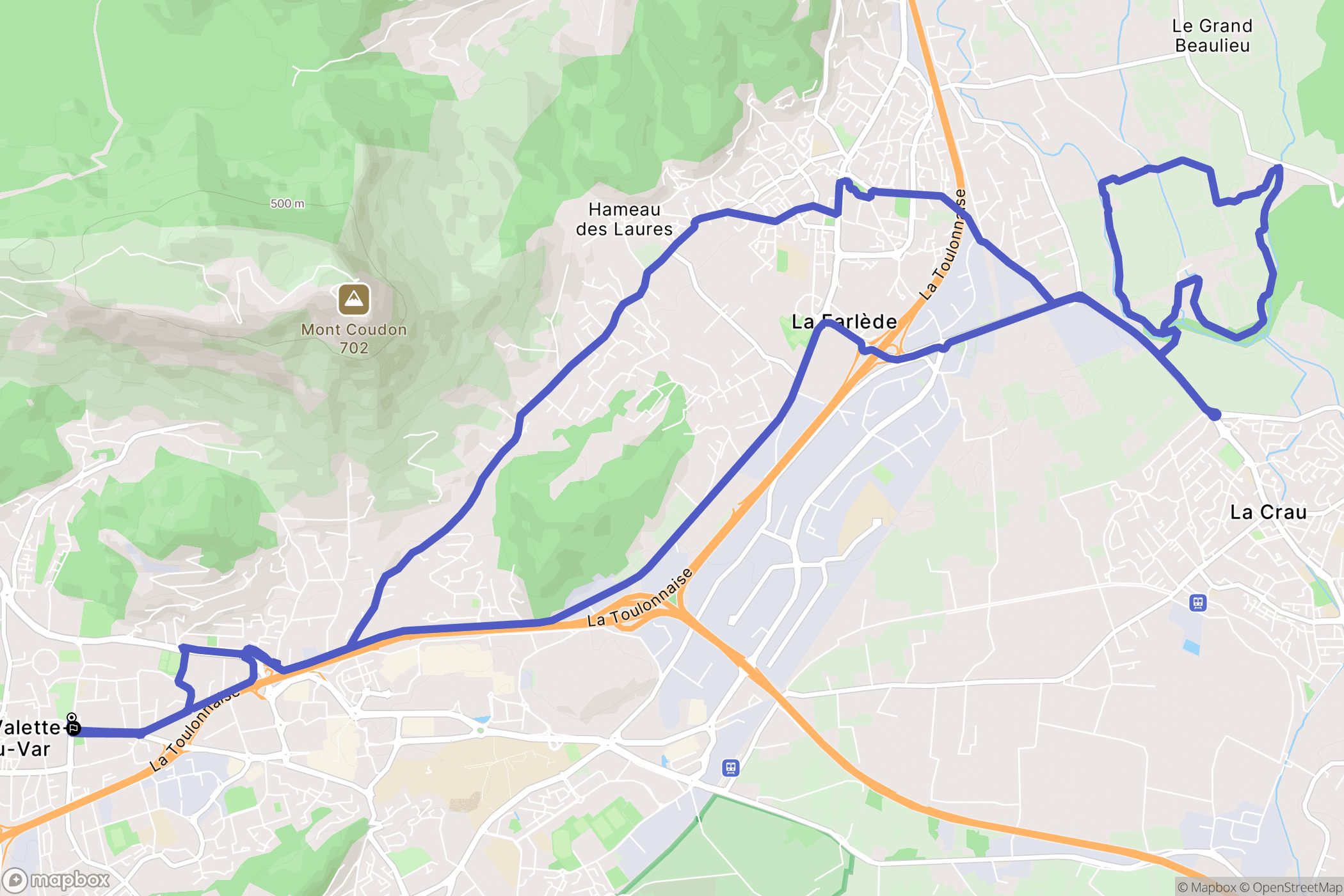 La Valette-du-Var : carte du parcours de randonnée - France