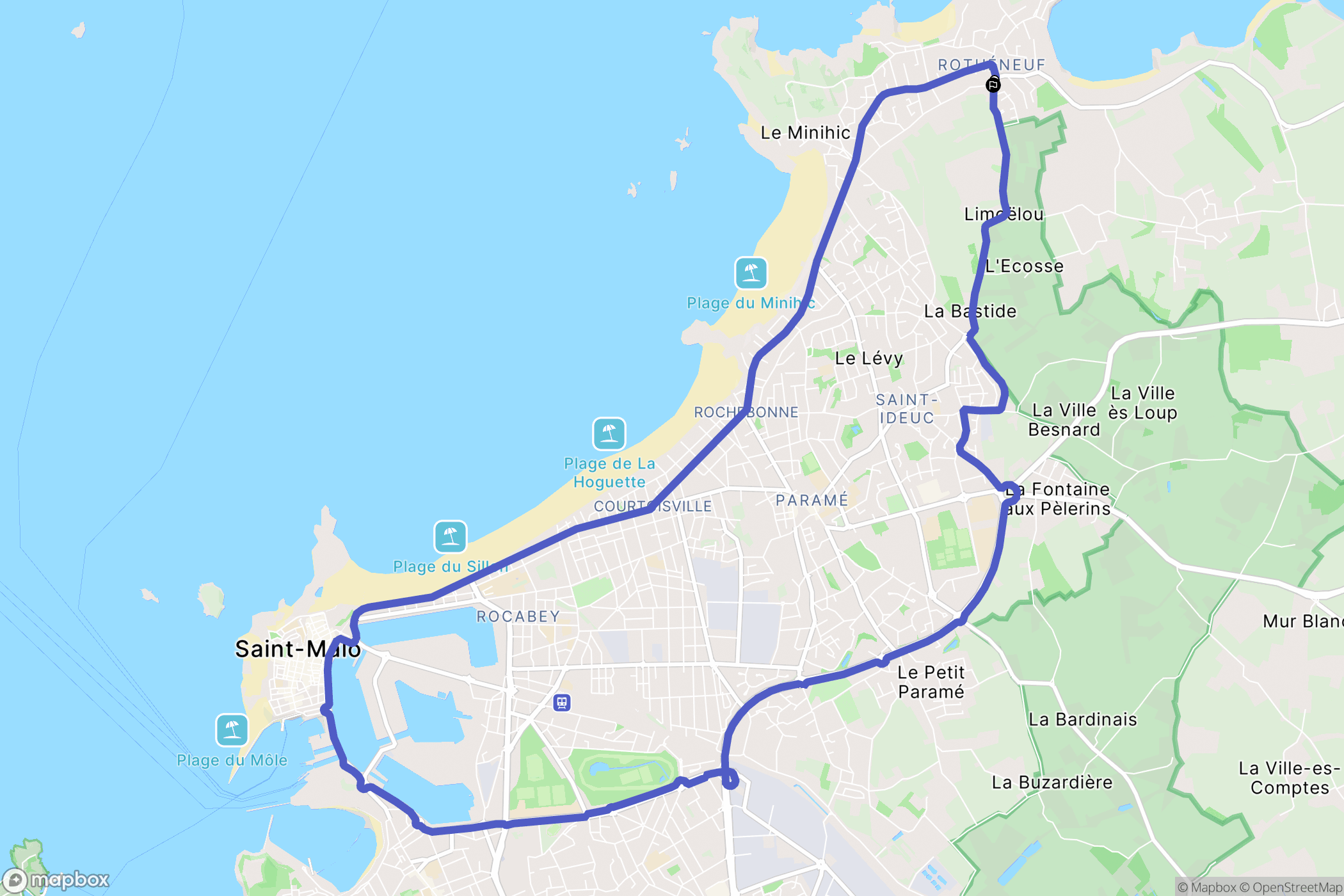 Saint-Malo : carte du parcours de randonnée - France