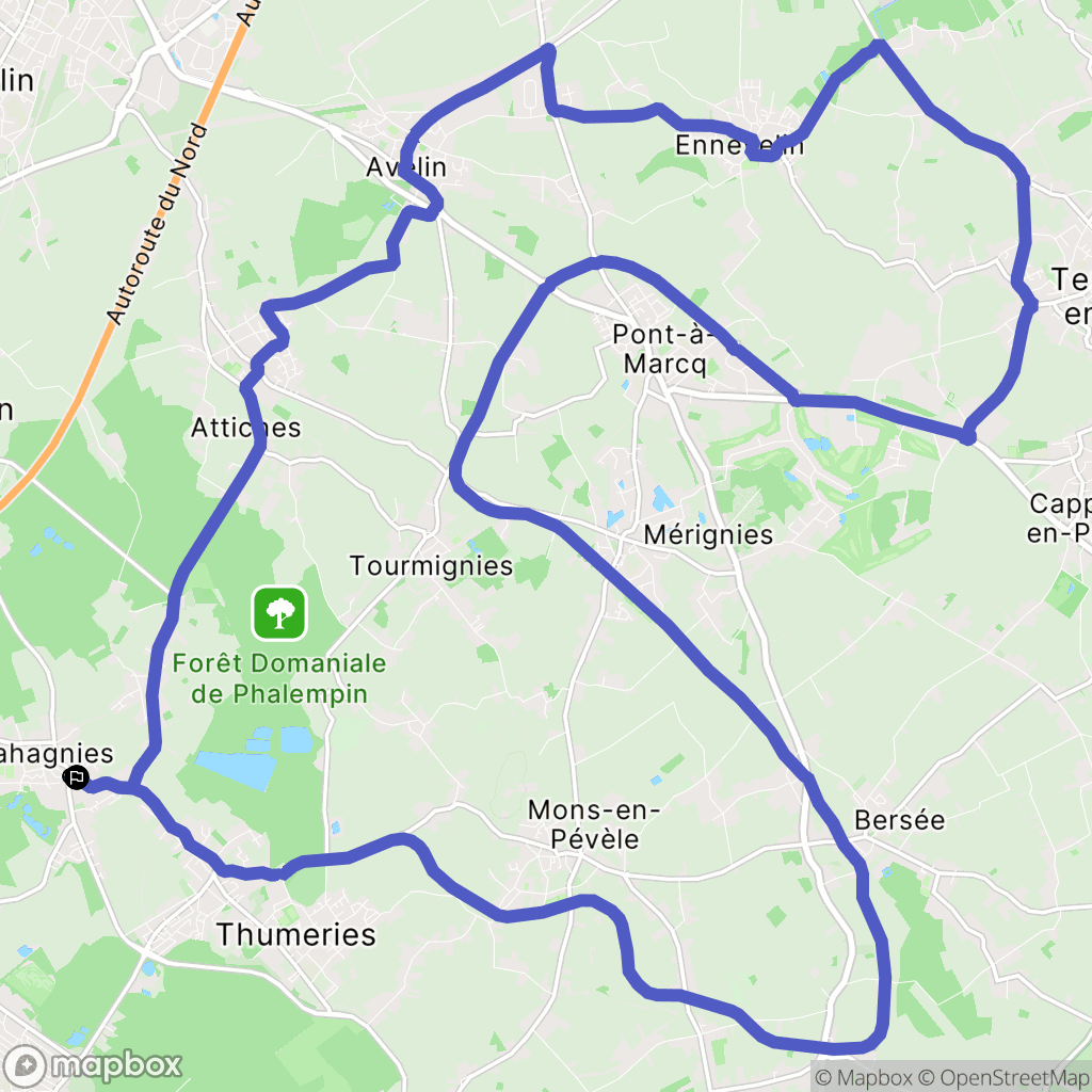 Wahagnies : carte du parcours de randonnée - France