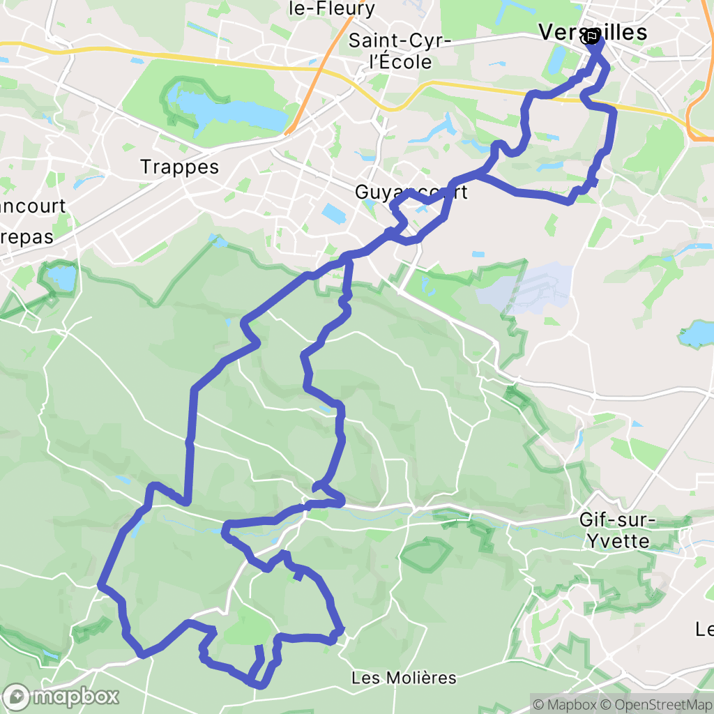 Versailles : carte du parcours de randonnée - France