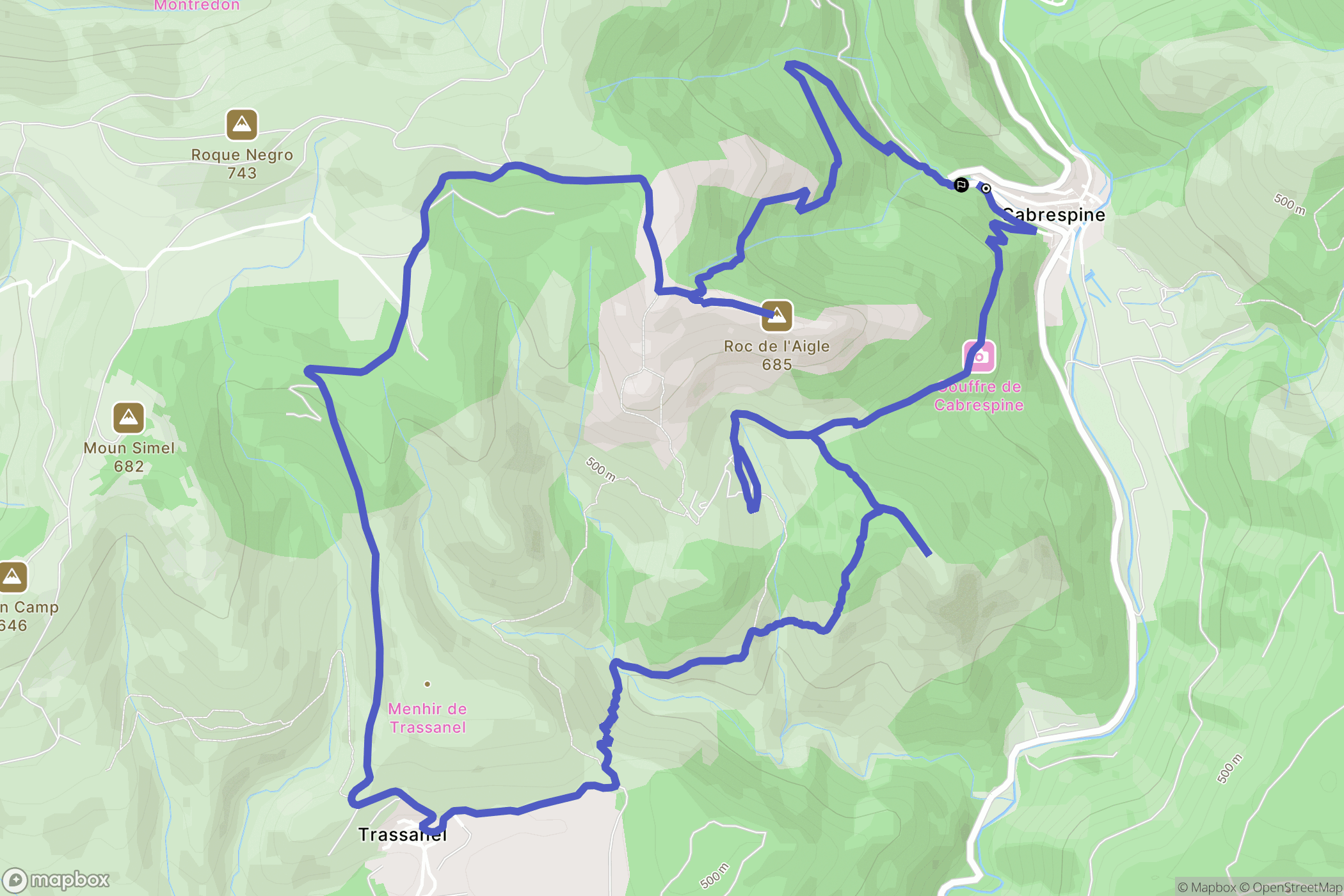 Cabrespine : carte du parcours de randonnée - France