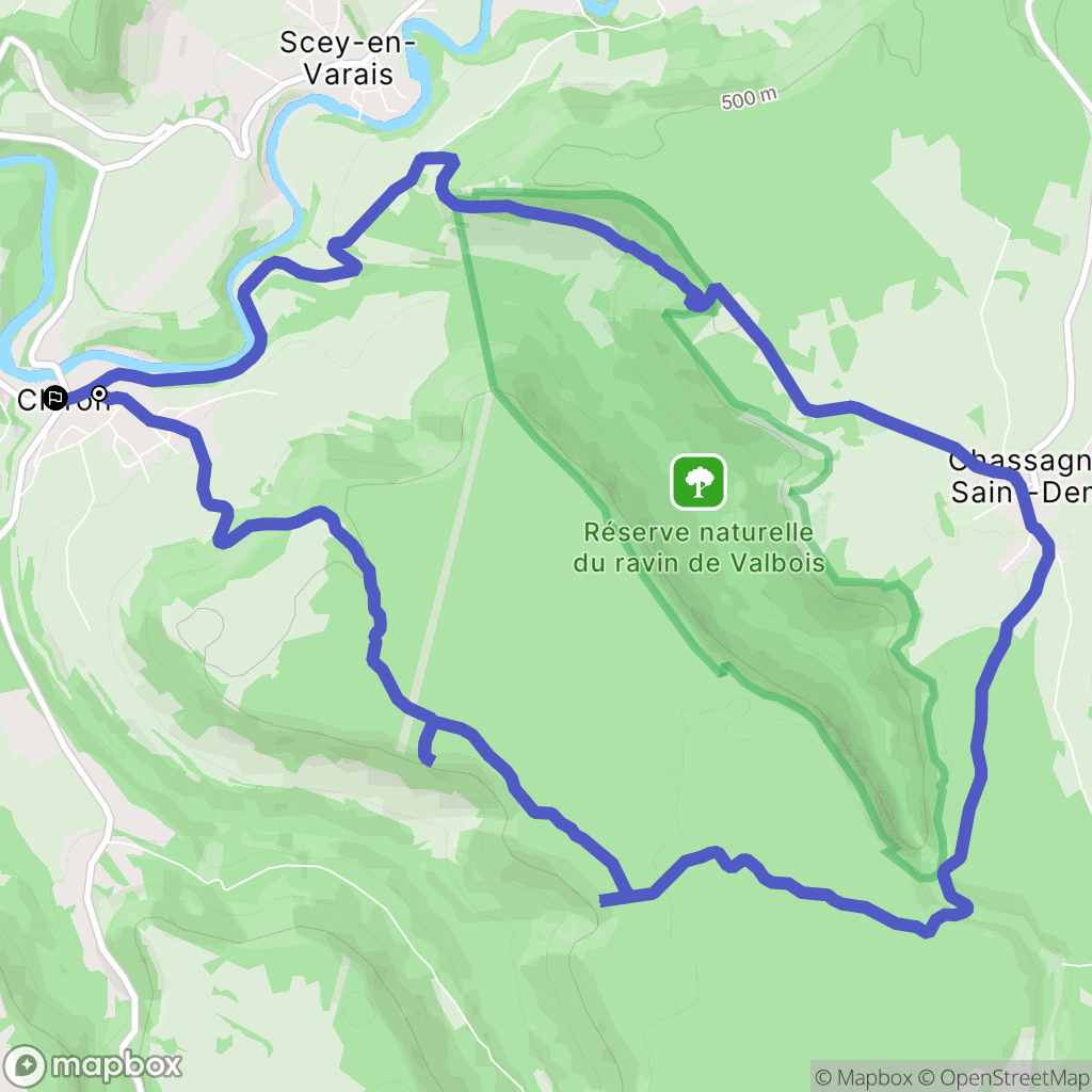 Cléron : carte du parcours de randonnée - France