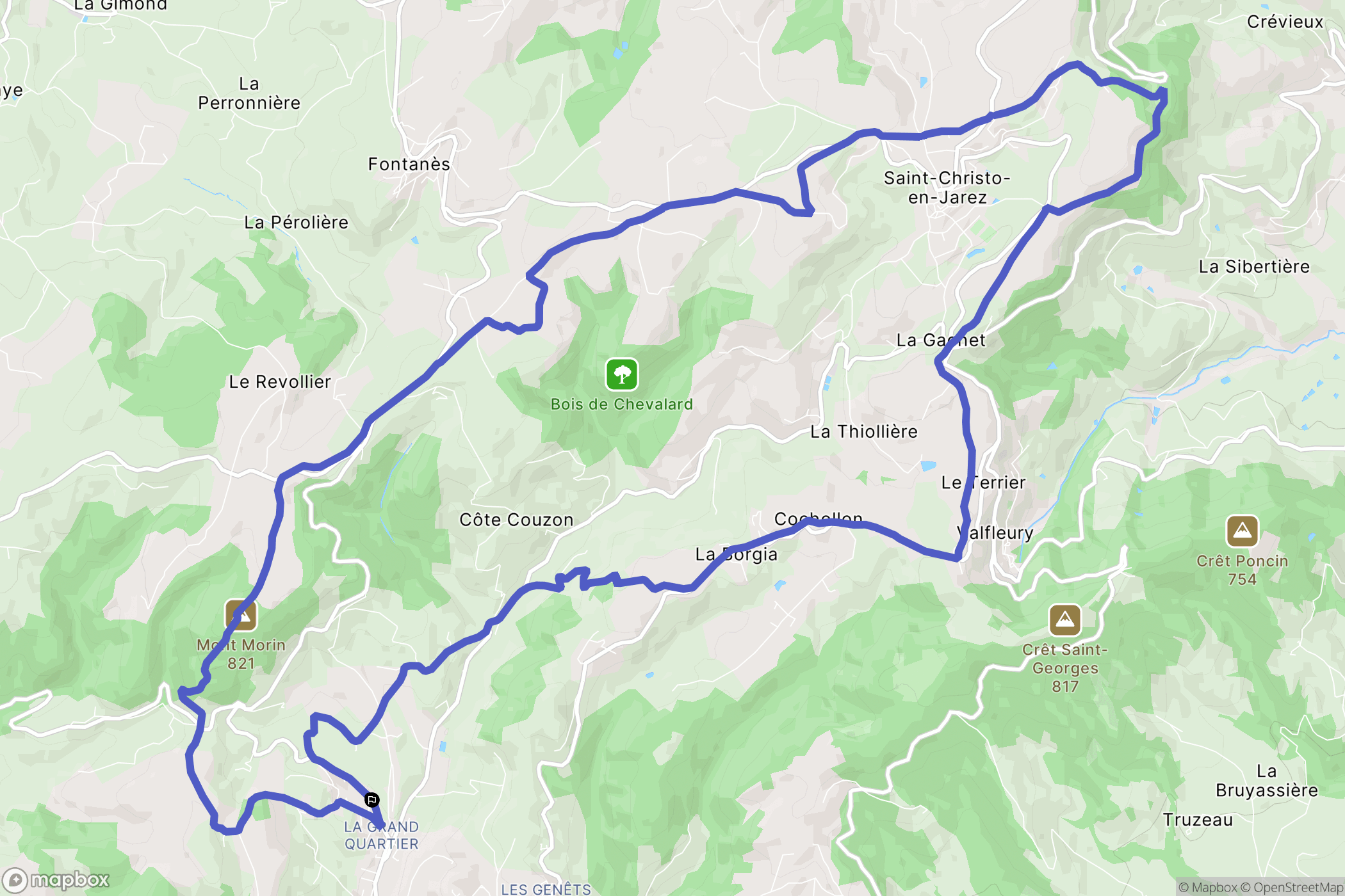 Sorbiers : carte du parcours de randonnée - France