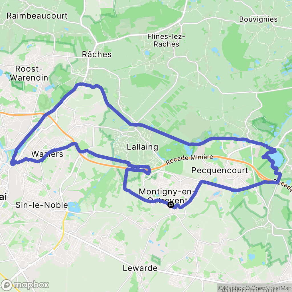 Montigny-en-Ostrevent : carte du parcours de randonnée - France