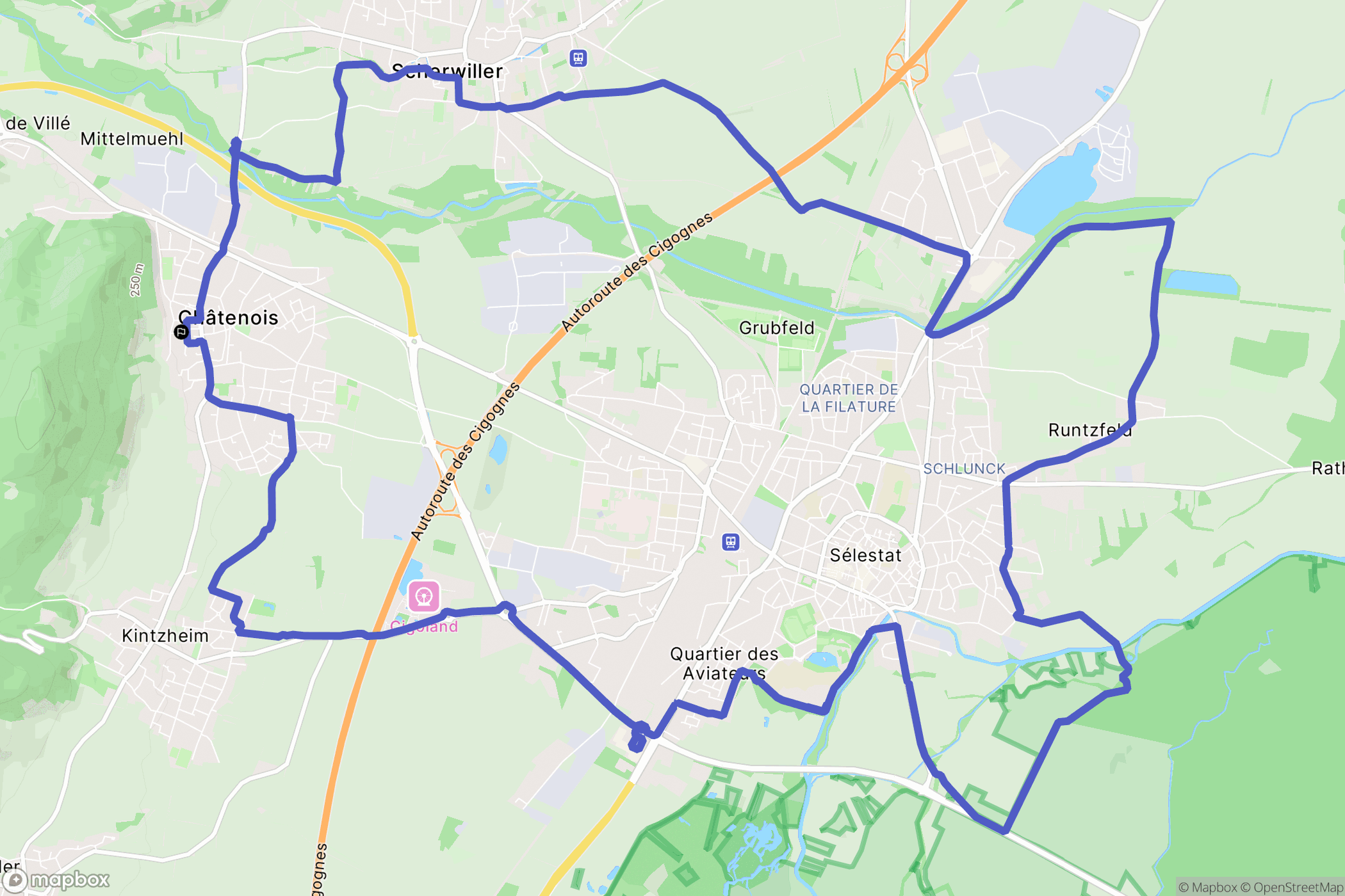 Châtenois : carte du parcours de randonnée - France