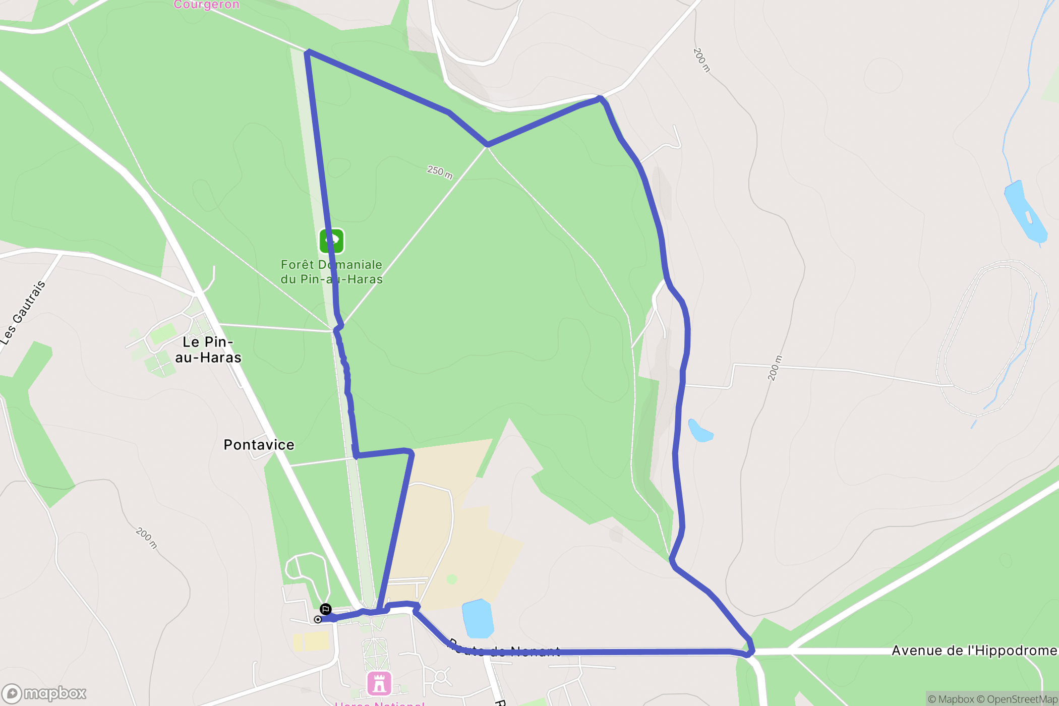 Le Pin-au-Haras : carte du parcours de randonnée - France