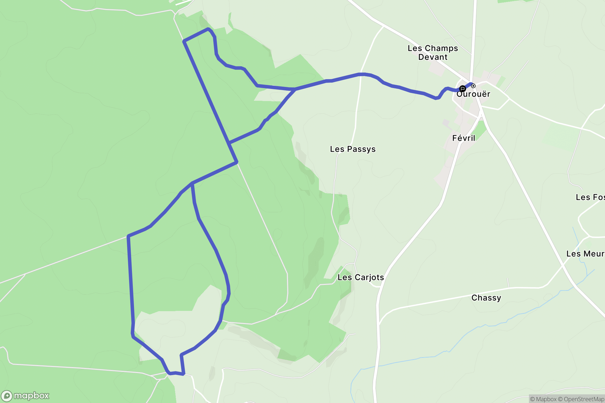 Vaux d'Amognes : carte du parcours de randonnée - France