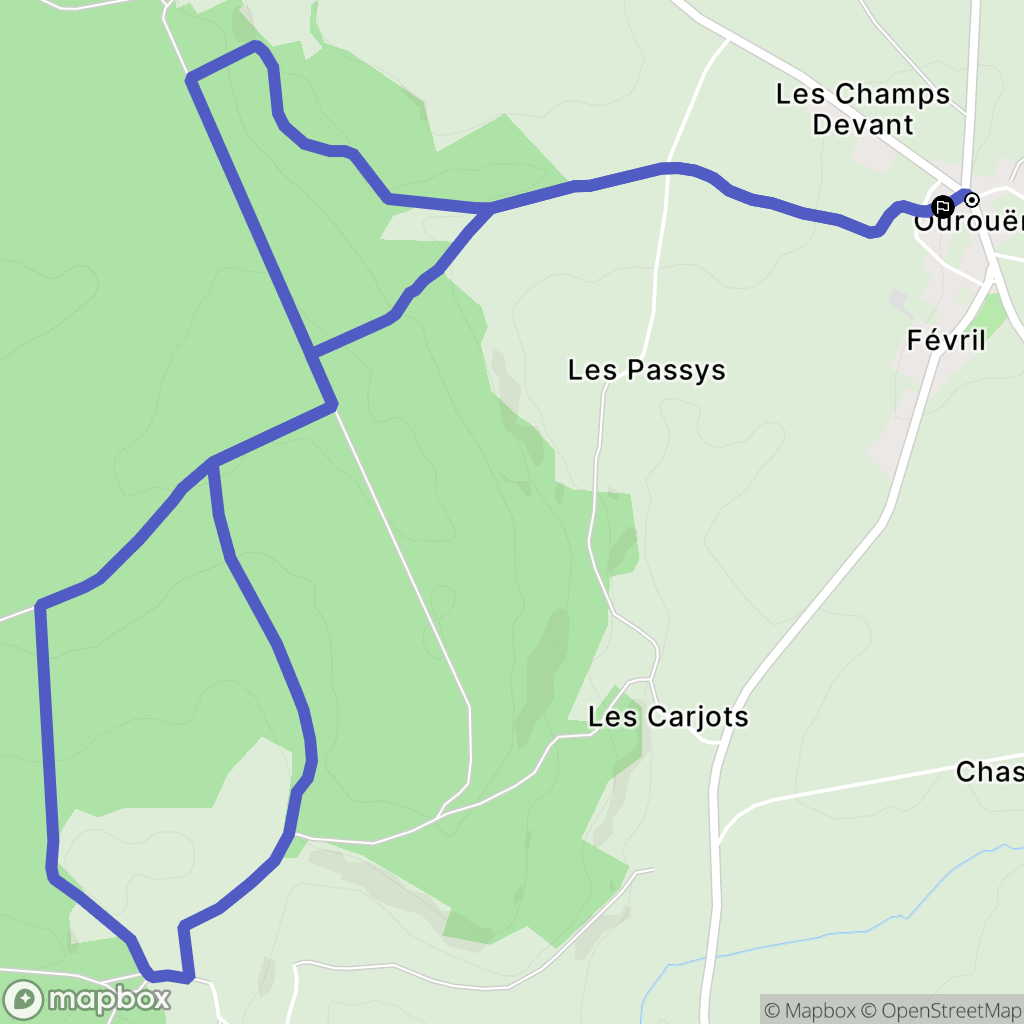 Vaux d'Amognes : carte du parcours de randonnée - France