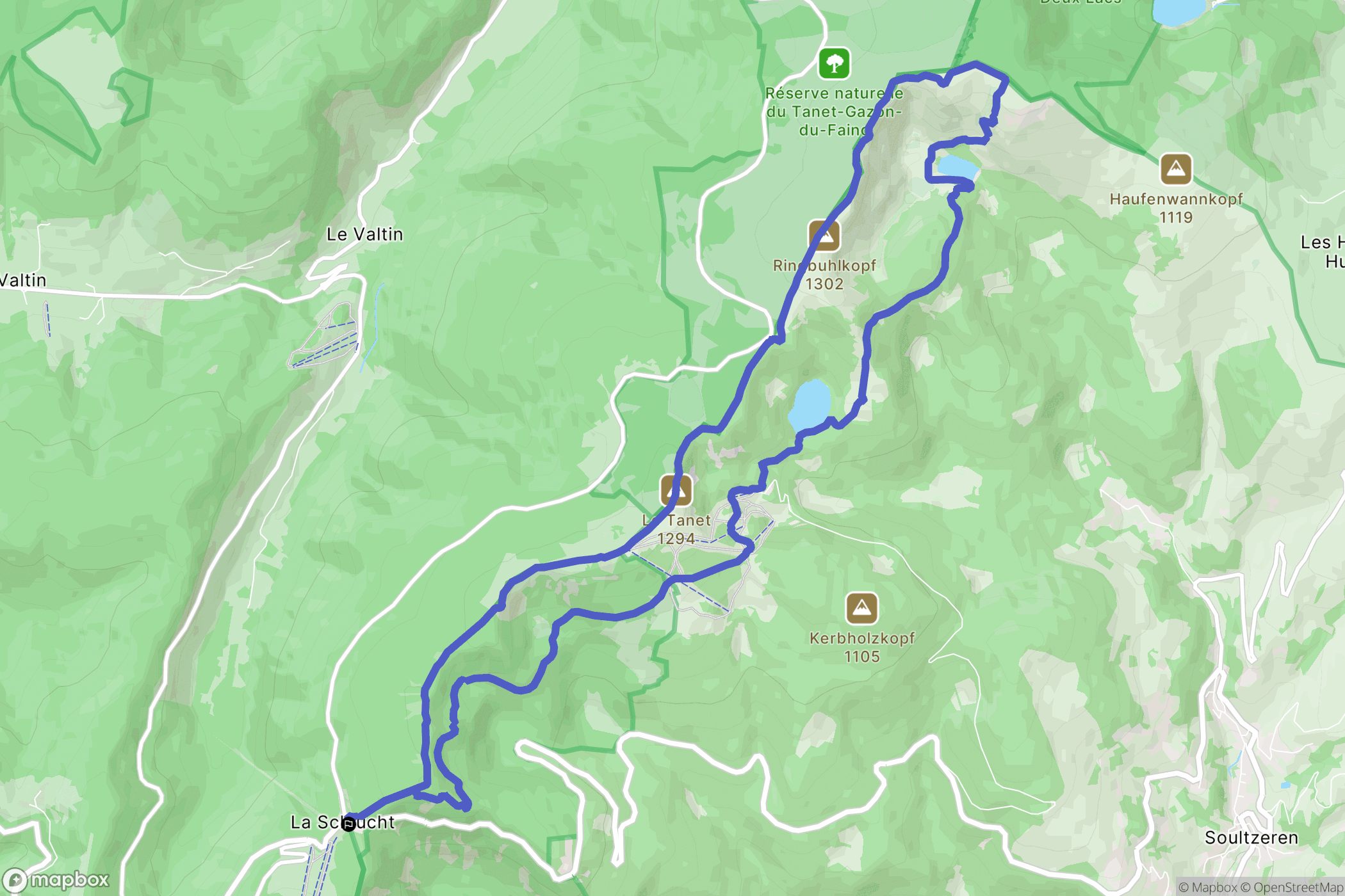 Le Valtin : carte du parcours de randonnée - France