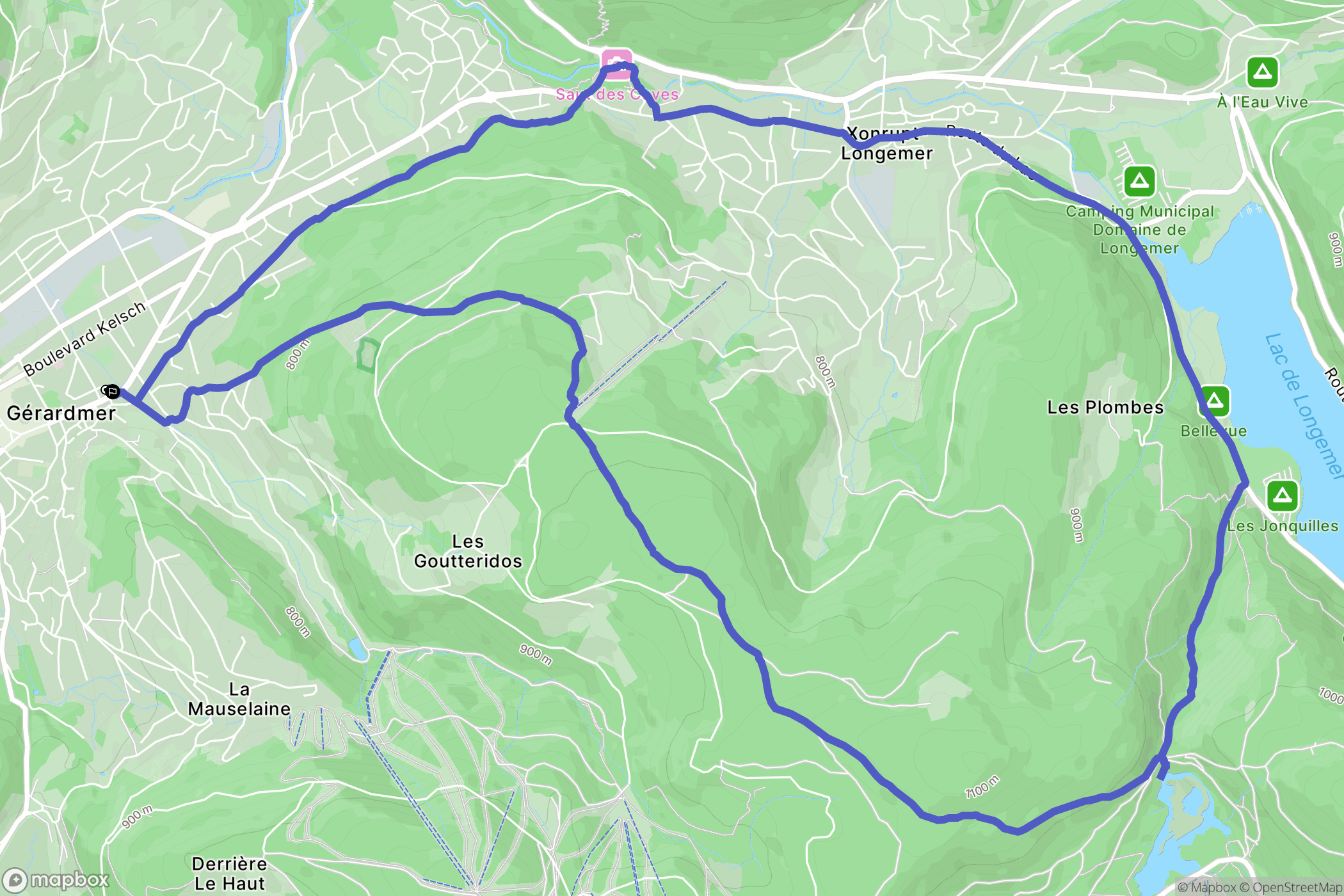 Gérardmer : carte du parcours de randonnée - France