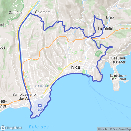 Carte de la zone de délimitation de randonnee-nice