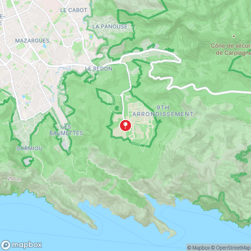Carte de la zone de délimitation de randonnee-mont-puget-marseille